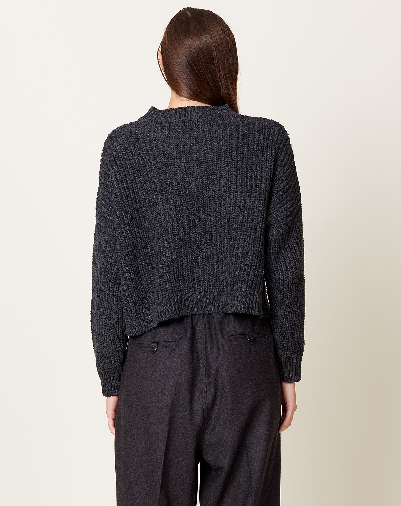 Cordera Cotton Cropped Sweater in Anthracite