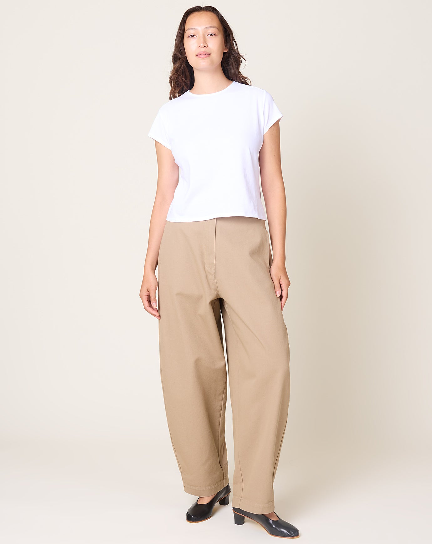 Cordera Cotton Curved Pants in Camel
