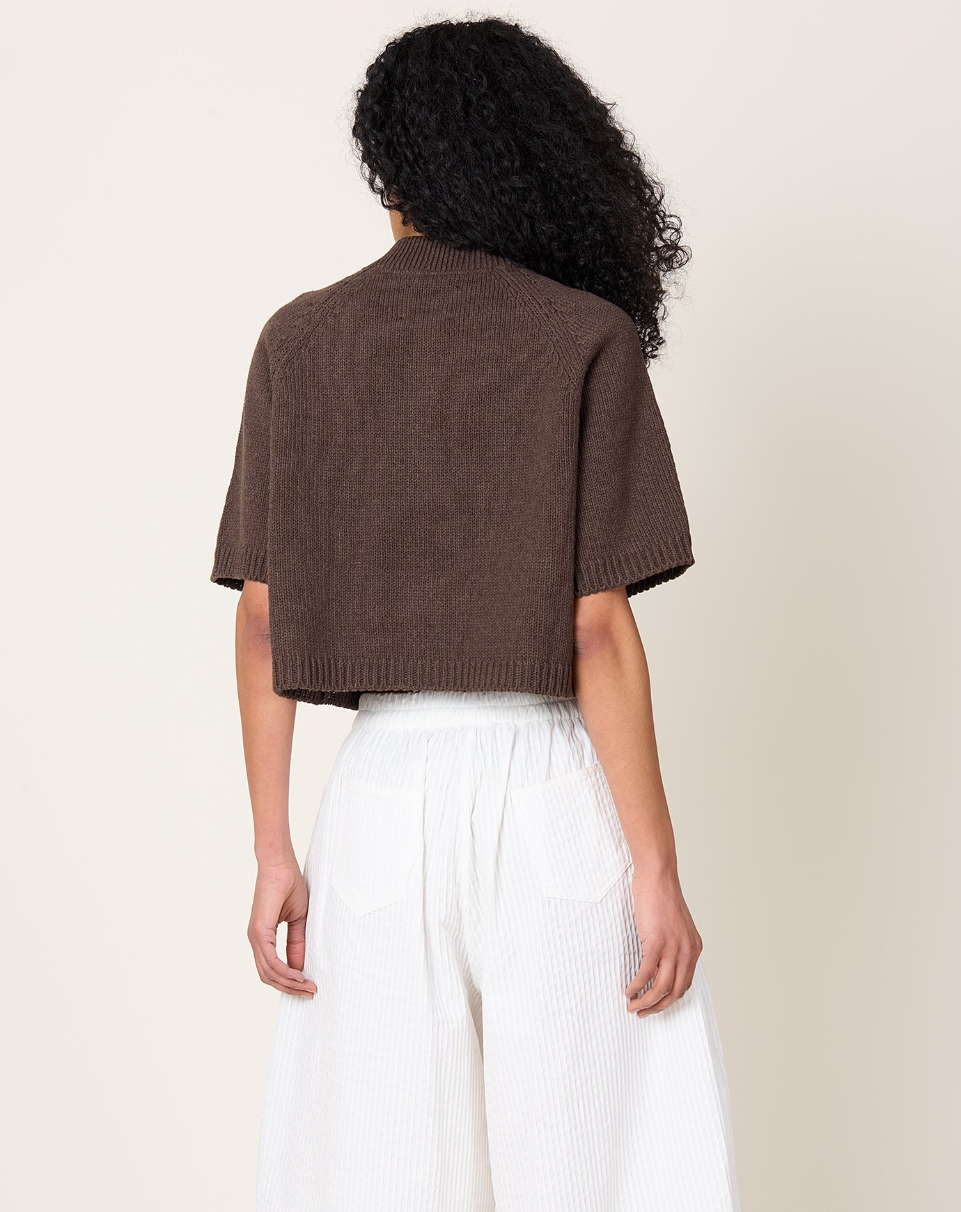 Cordera Cotton Stitched Top in Brown