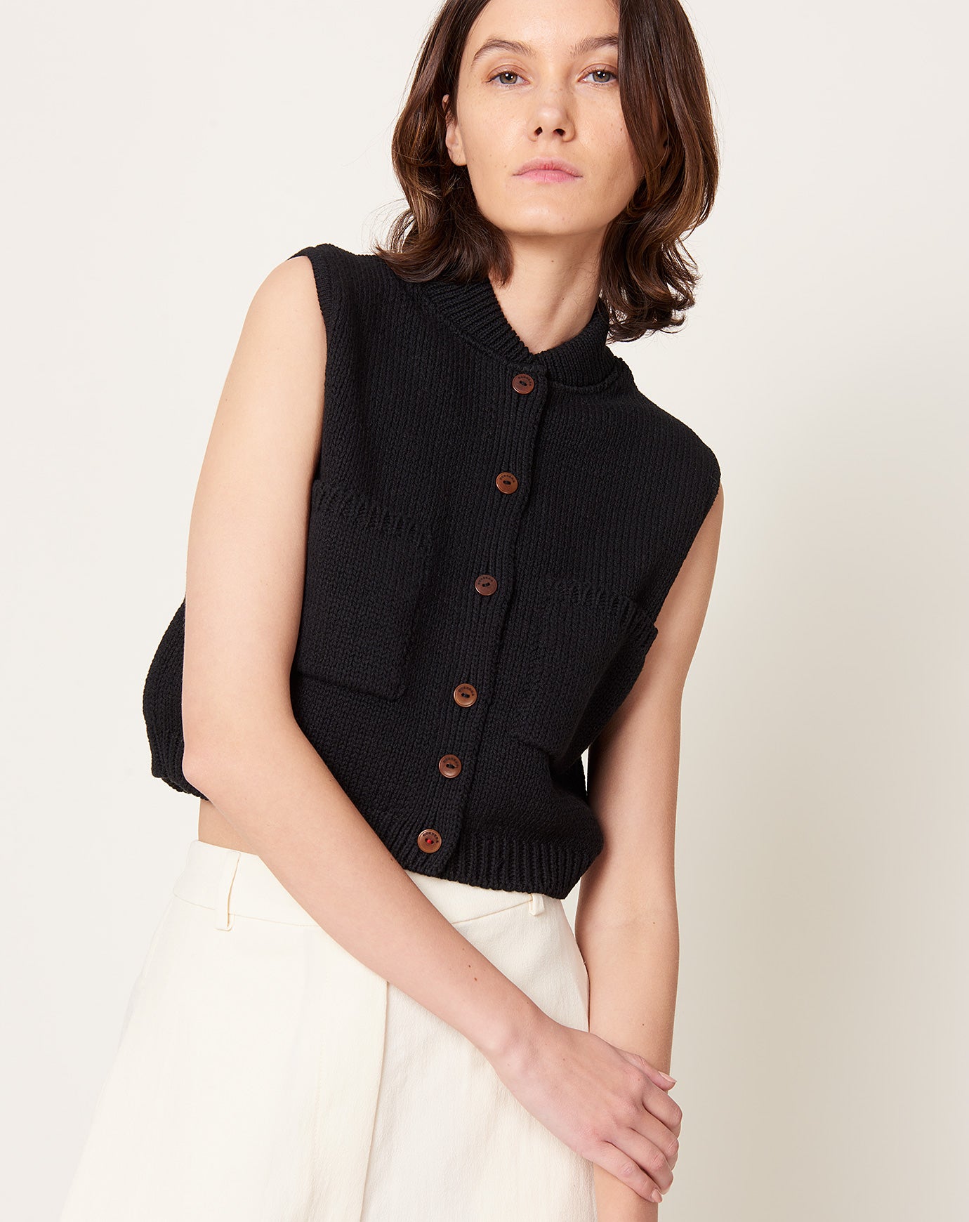 Cordera Cotton Waistcoat in Black