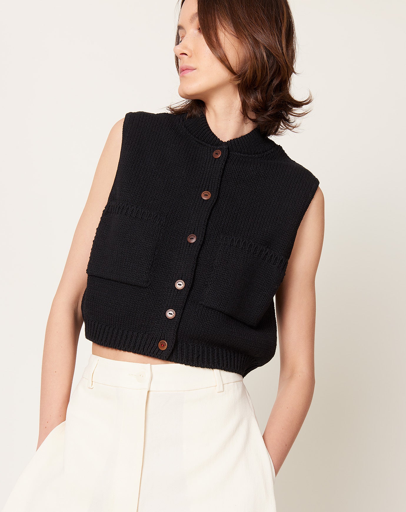 Cordera Cotton Waistcoat in Black