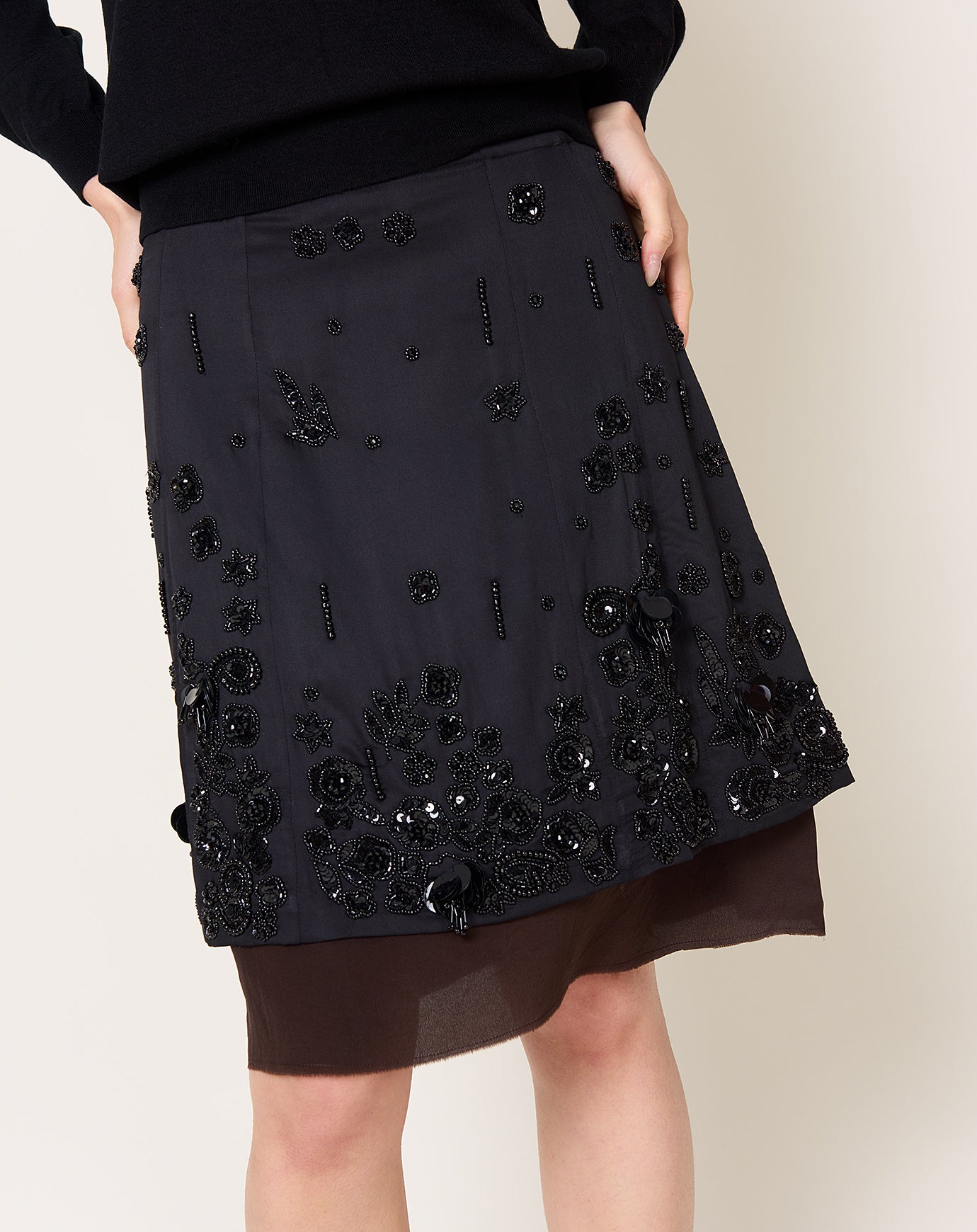 Cordera Embellished Skirt in Black