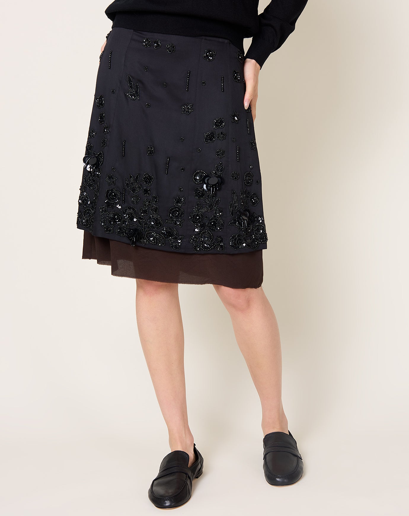 Cordera Embellished Skirt in Black