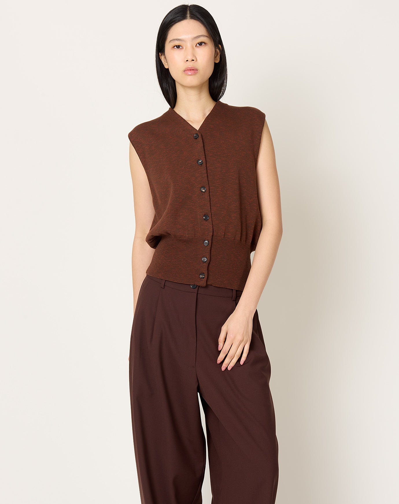 Cordera Flecked Cotton Waistcoat in Russet