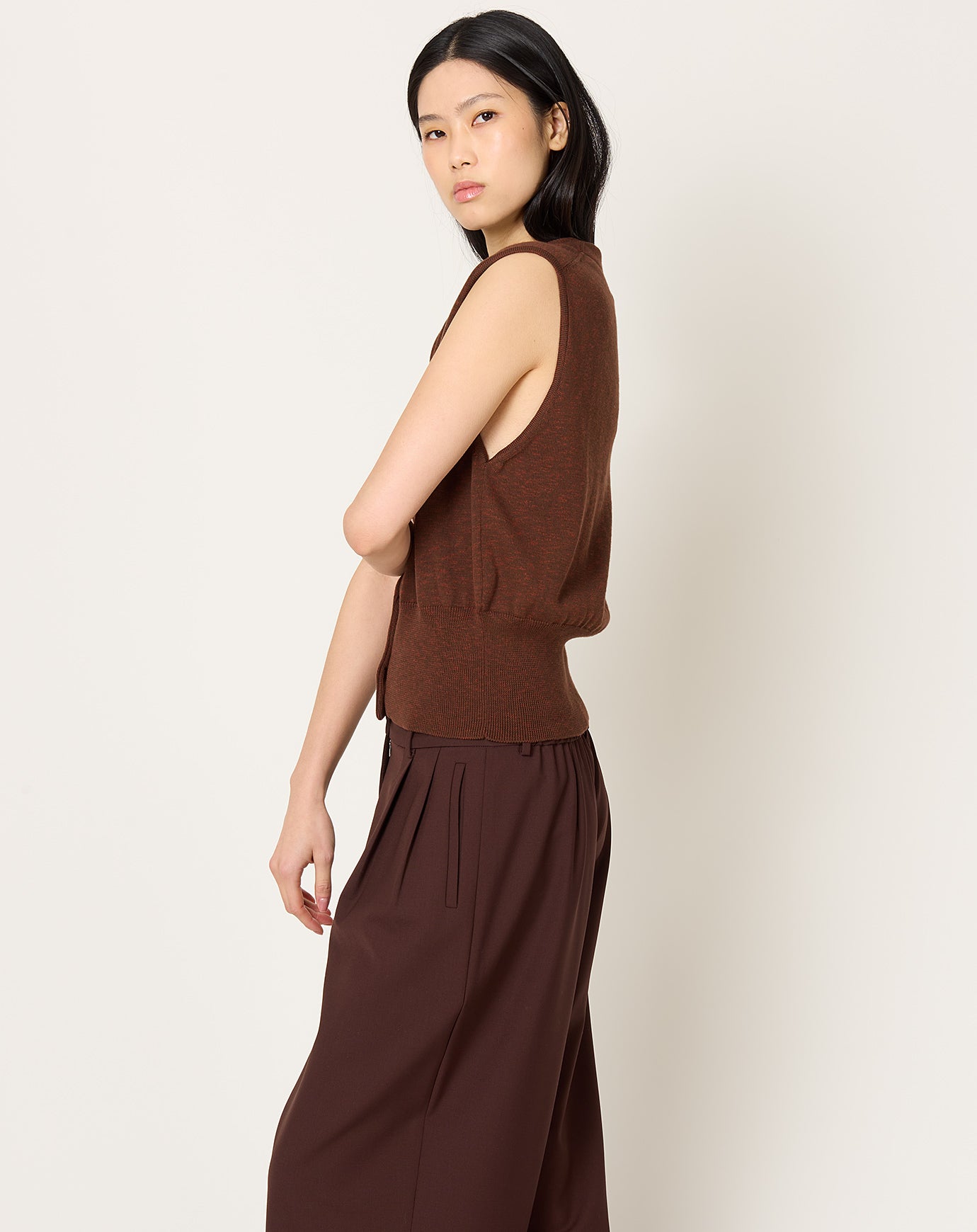 Cordera Flecked Cotton Waistcoat in Russet