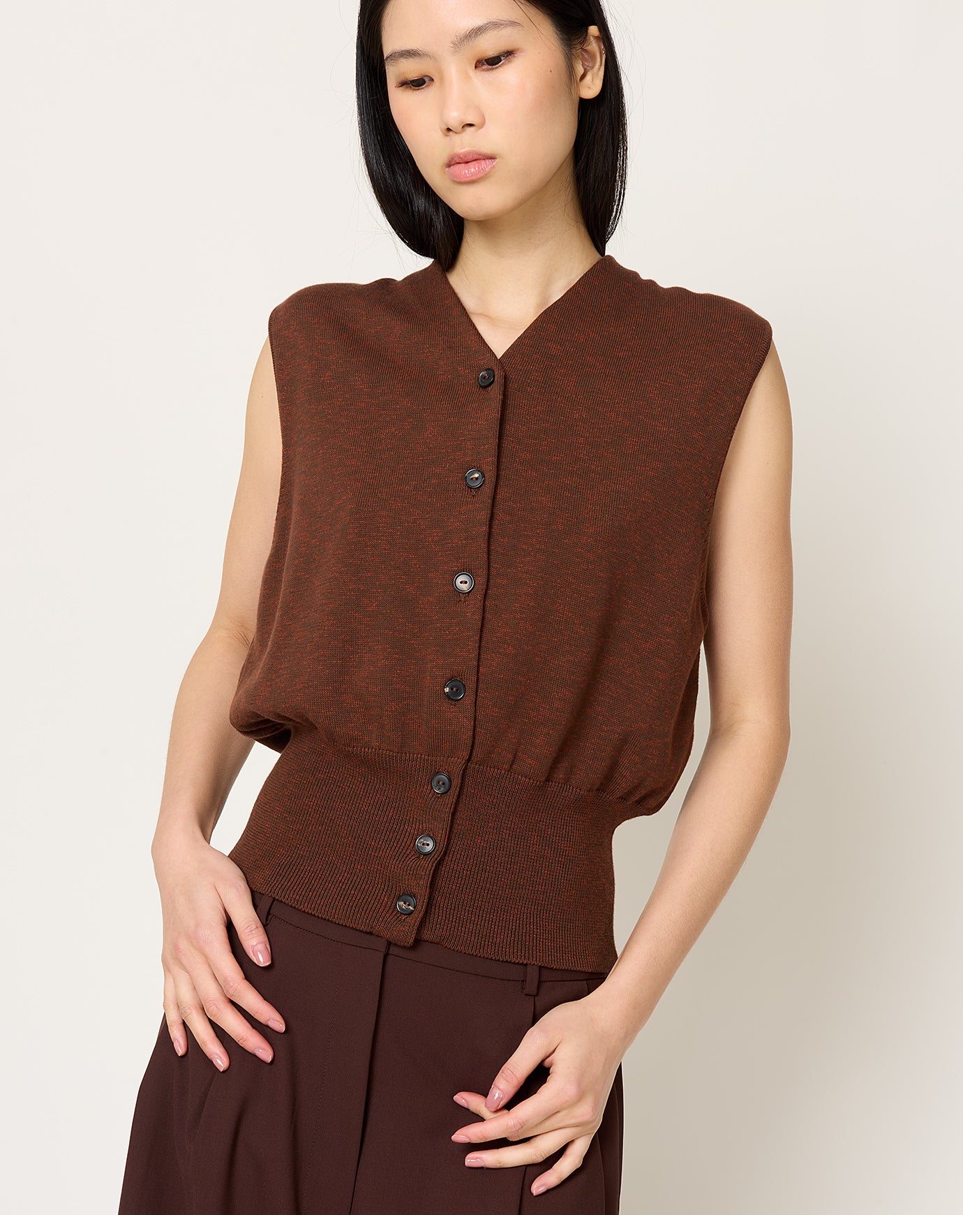 Cordera Flecked Cotton Waistcoat in Russet