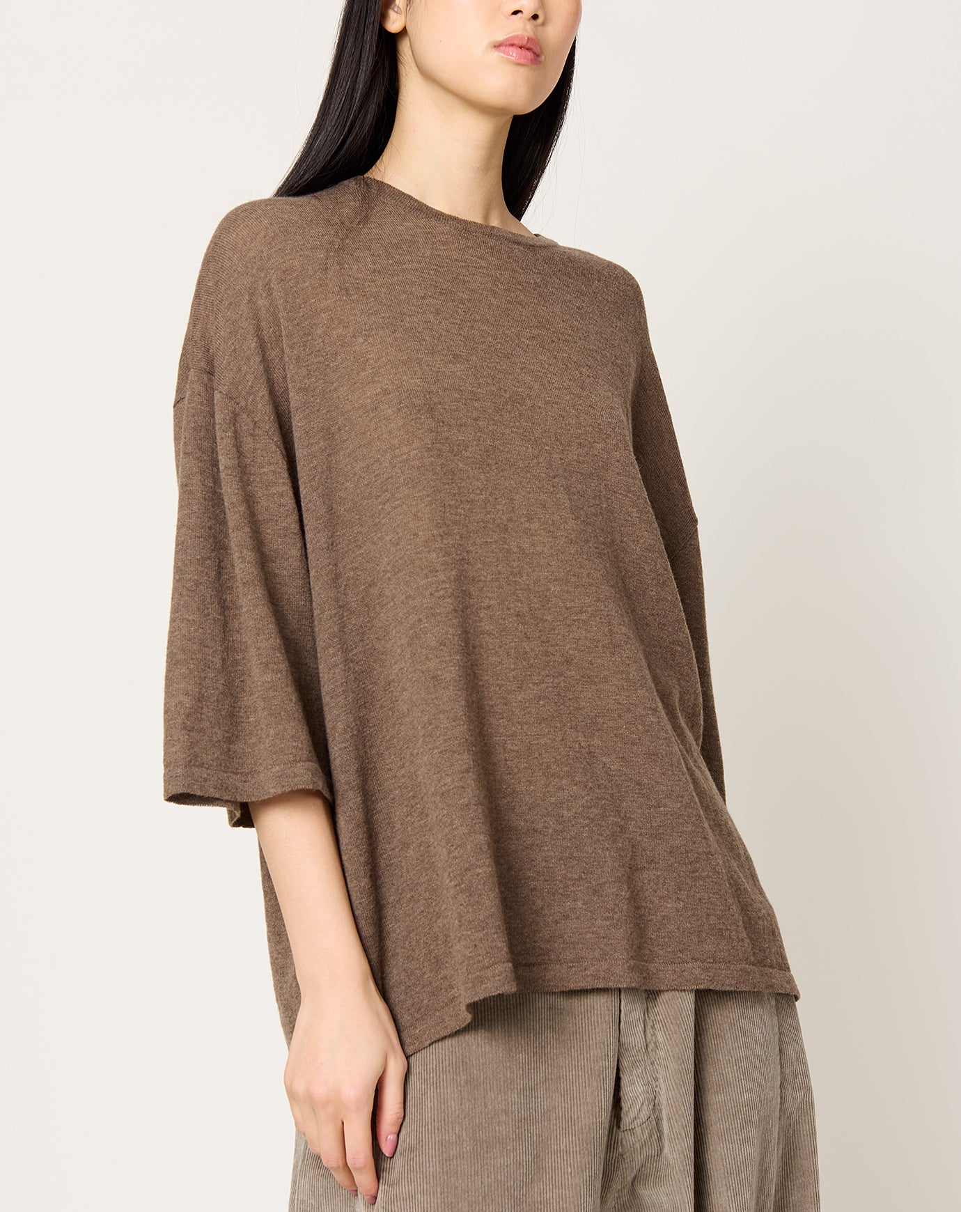 Cordera Merino Wool Oversized T-Shirt in Deep Taupe