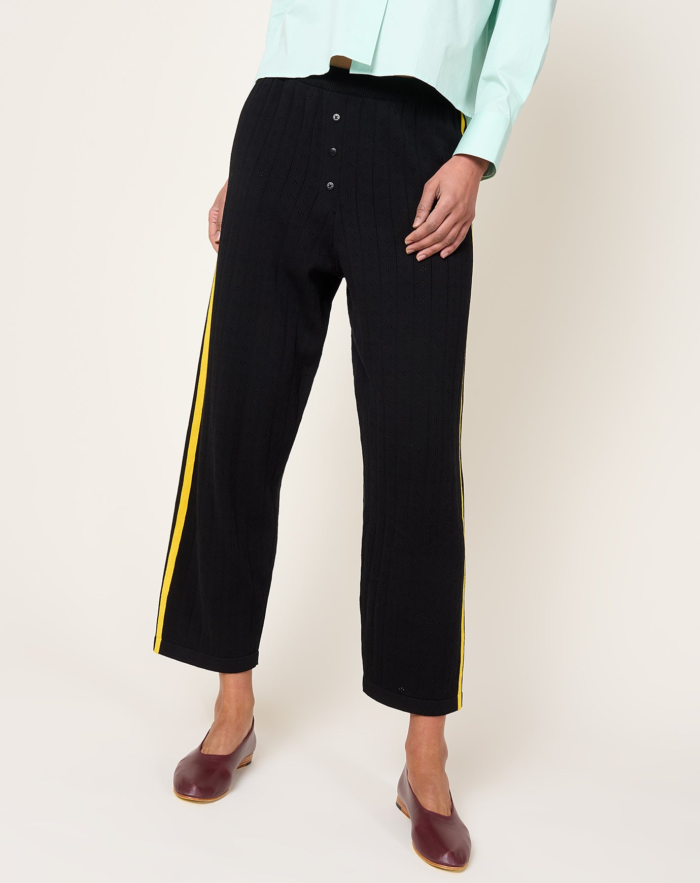 Cordera Organic Cotton Pointelle Pants in Black