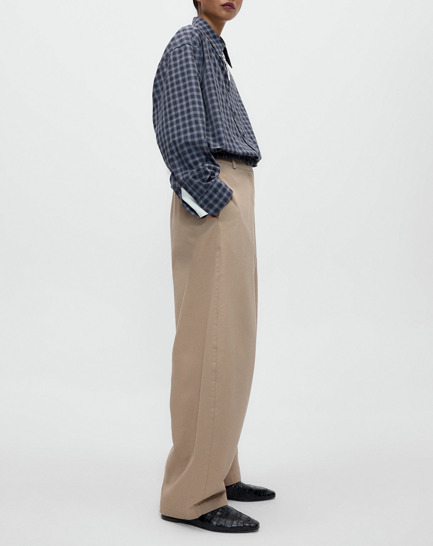 Cordera Cotton Curved Pants in Camel