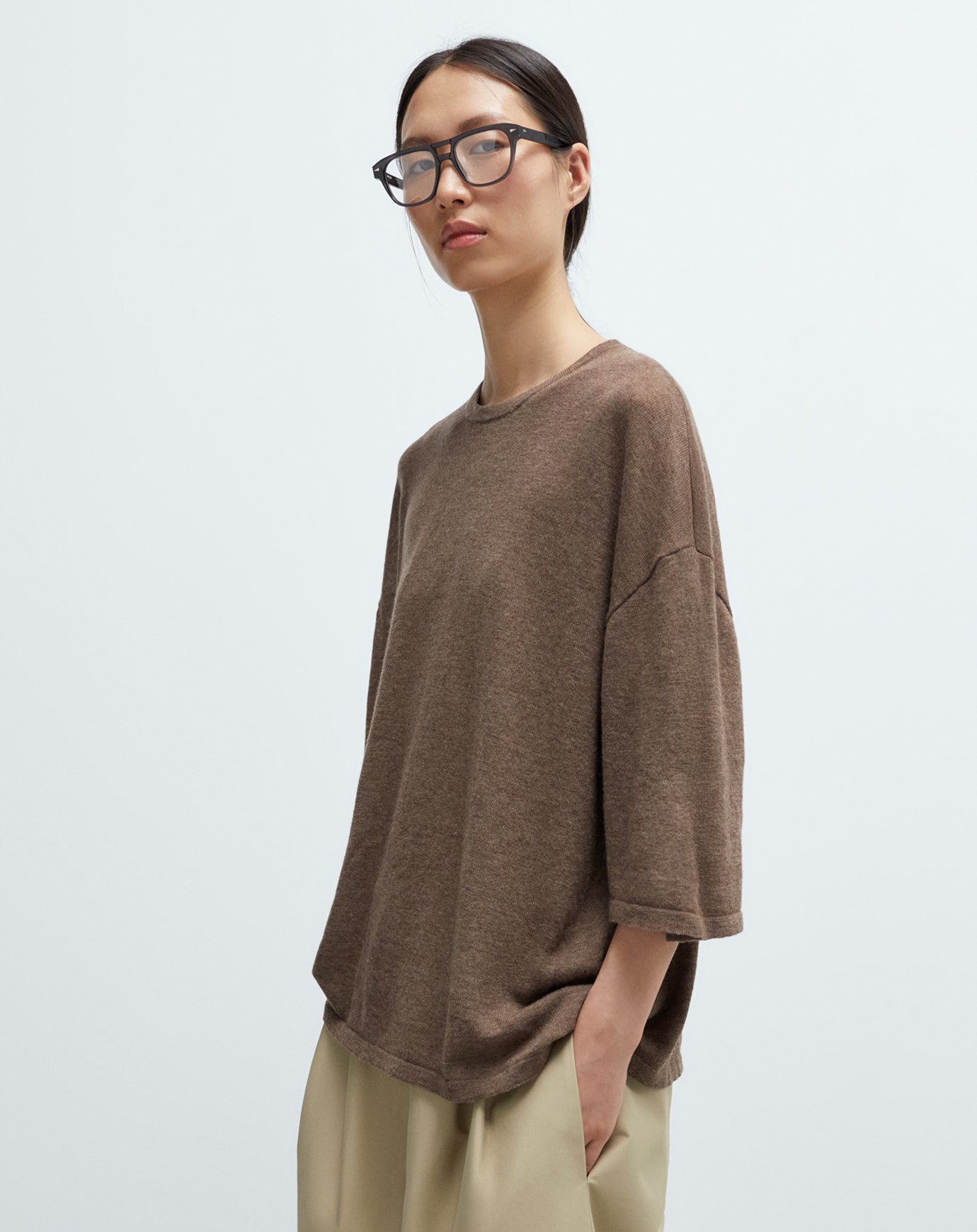 Cordera Merino Wool Oversized T-Shirt in Deep Taupe