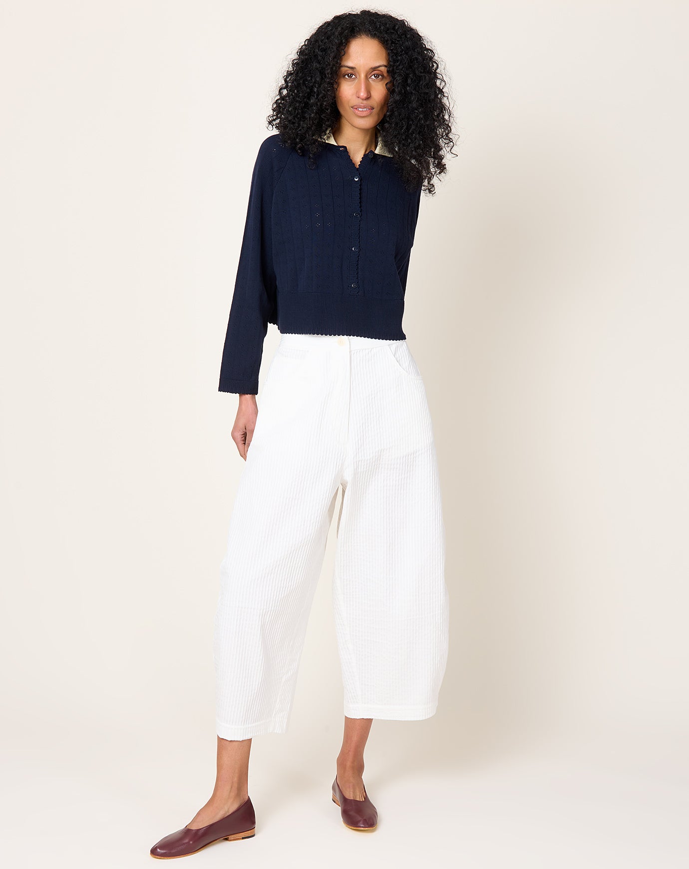 Cordera Tubular Curved Pants in White