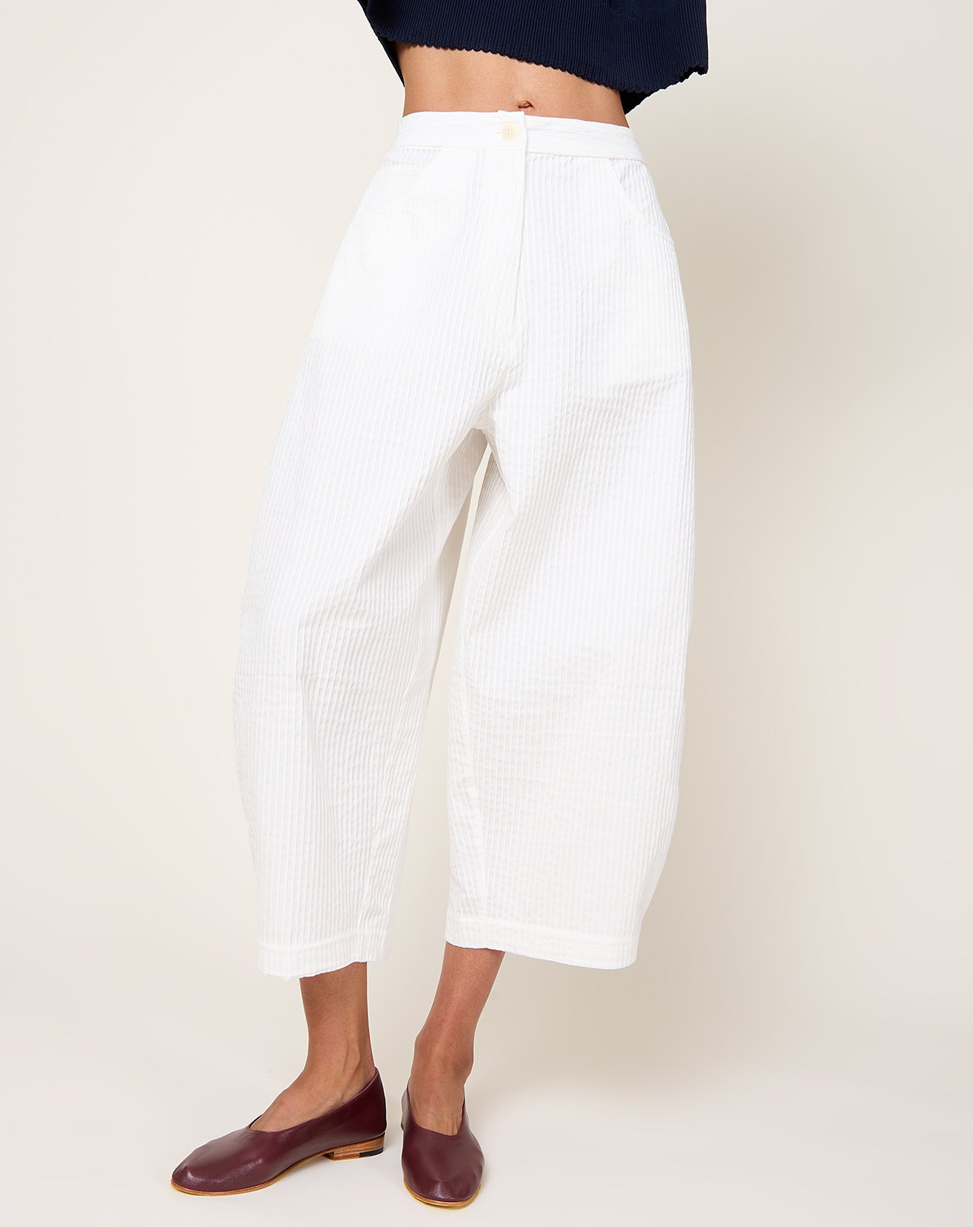 Cordera Tubular Curved Pants in White