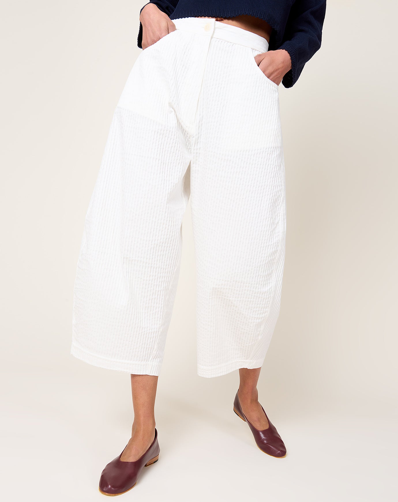 Cordera Tubular Curved Pants in White