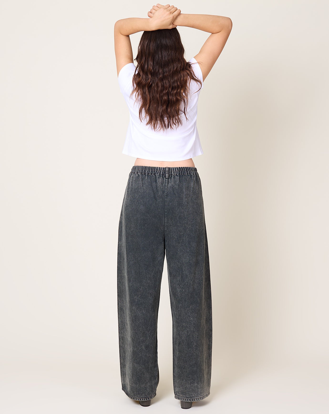 Cordera Washed Denim Straight Pants in Grey