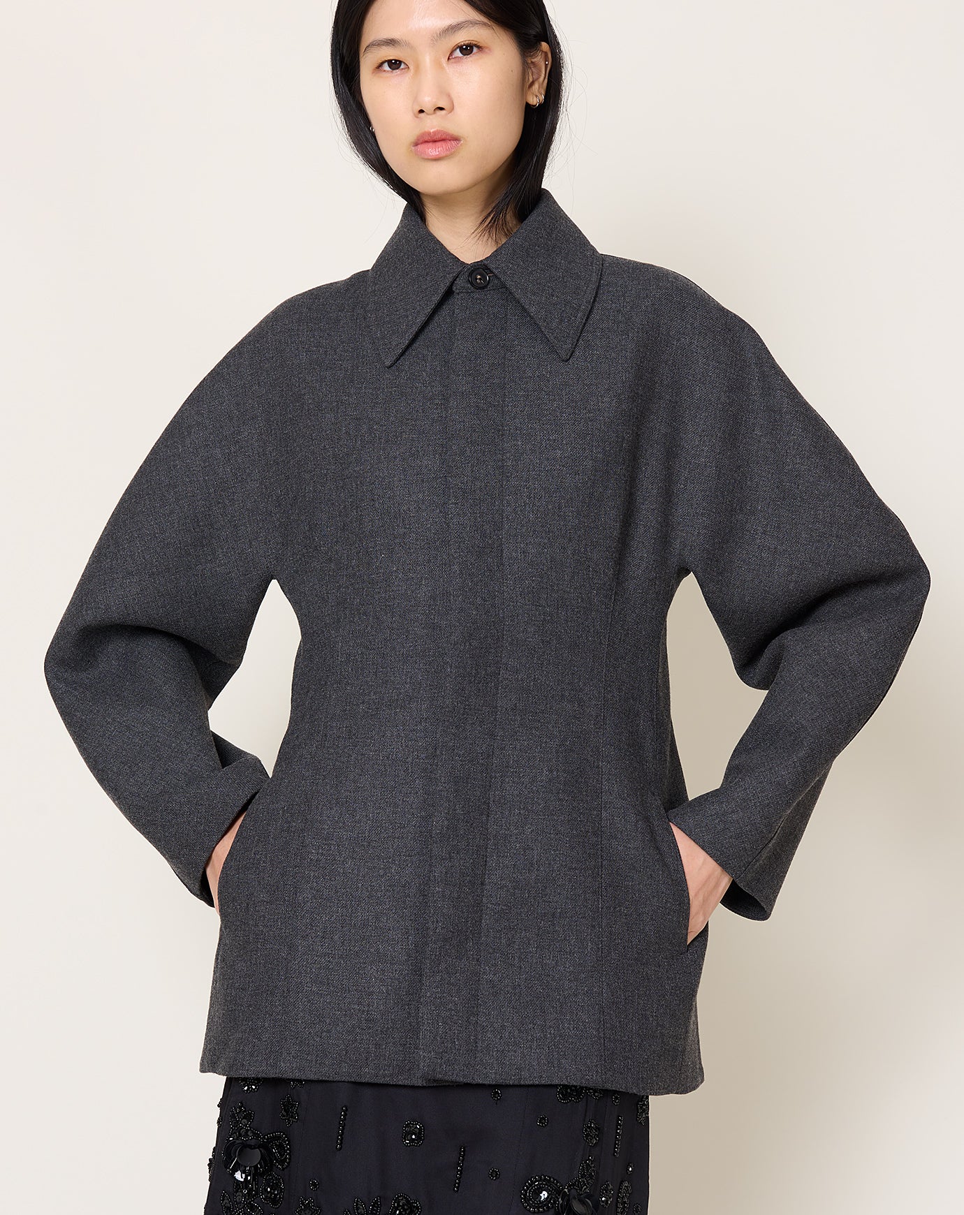 Cordera Wool Overshirt in Anthracite