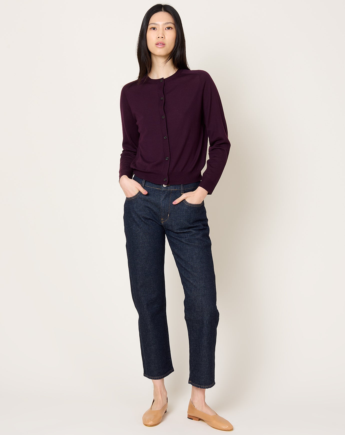 Demylee Caraline Cardigan in Aubergine