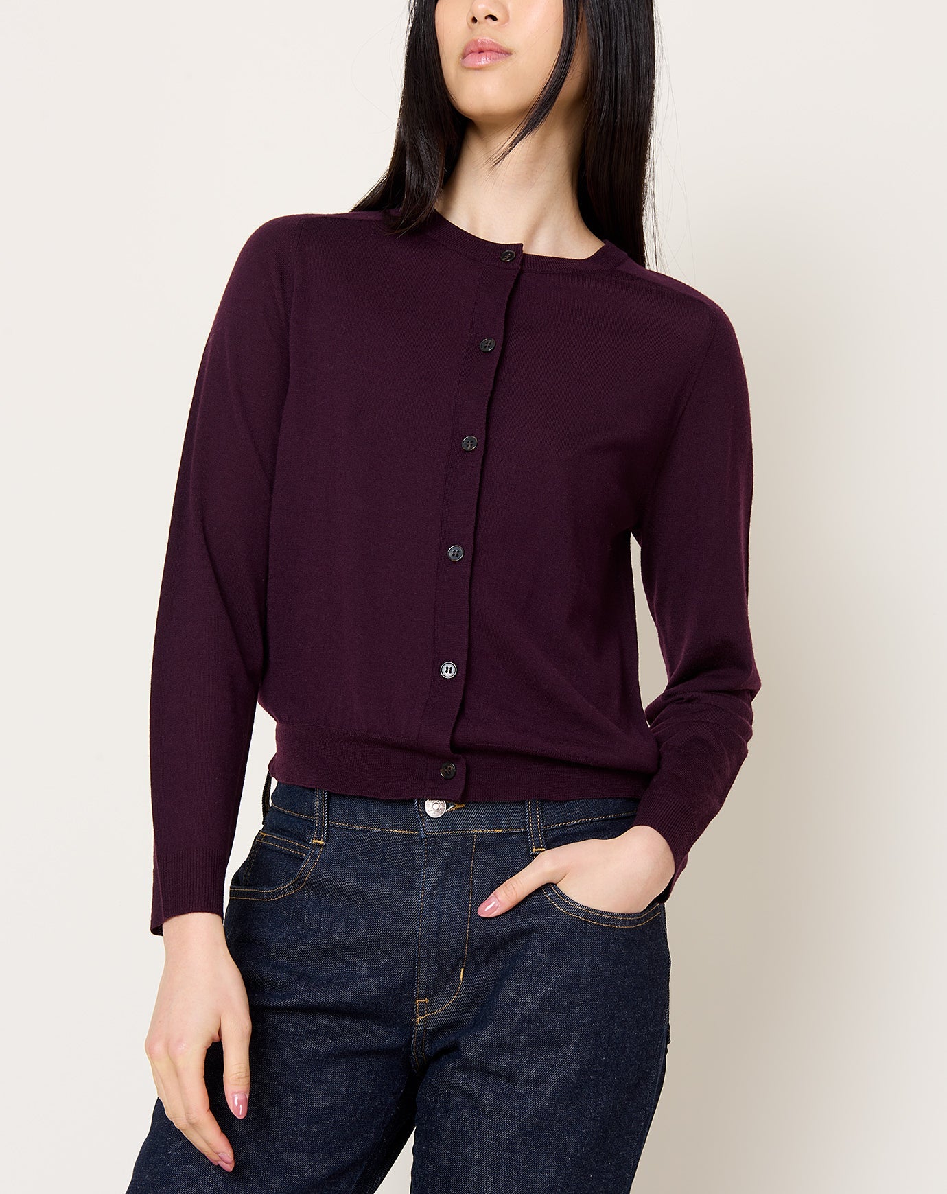 Demylee Caraline Cardigan in Aubergine