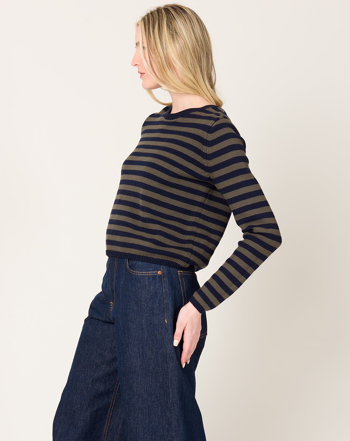 Demylee Melina Sweater in Navy & Loden Stripe