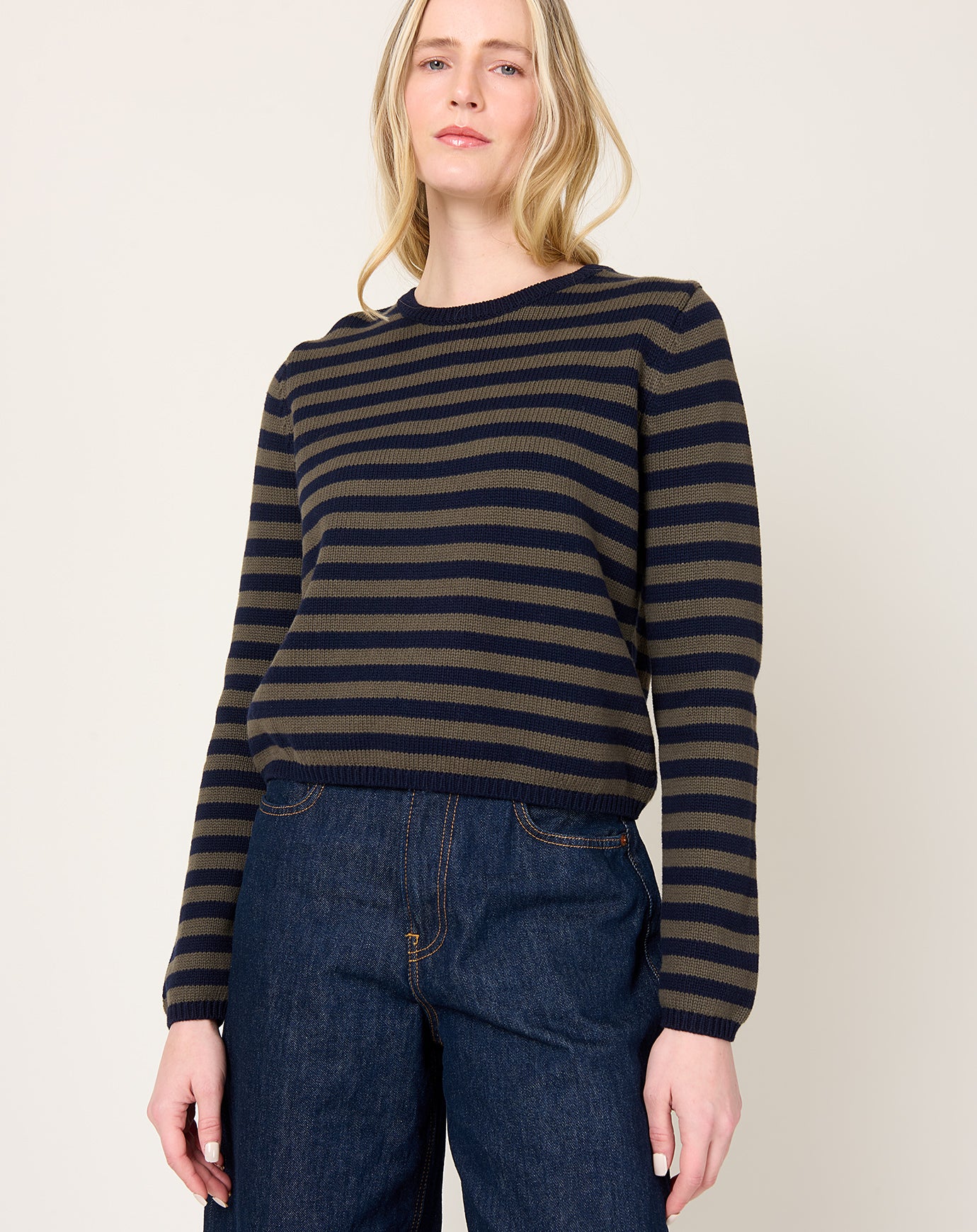 Demylee Melina Sweater in Navy & Loden Stripe