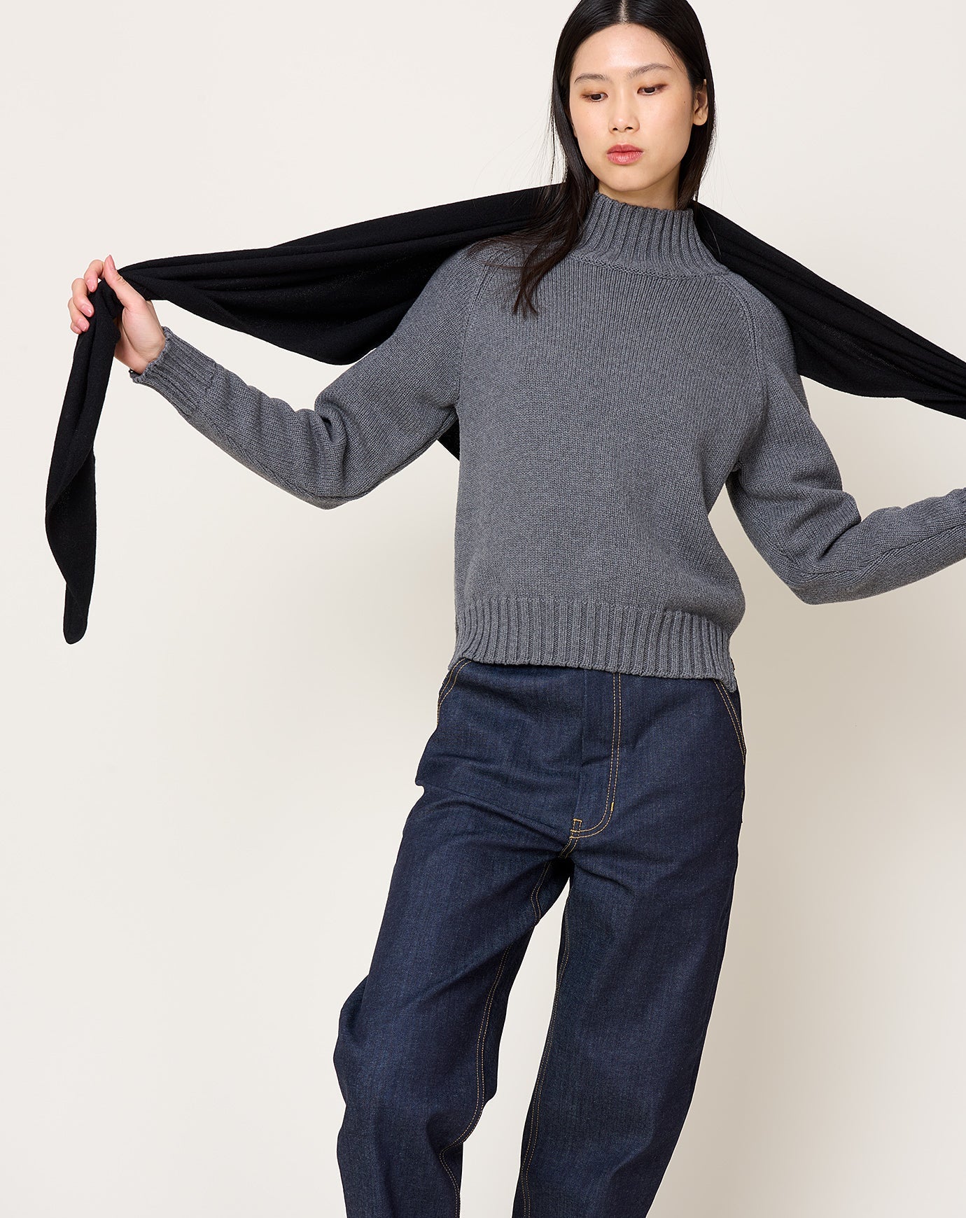 Demylee Ruri Large Cashmere Bandana in Black