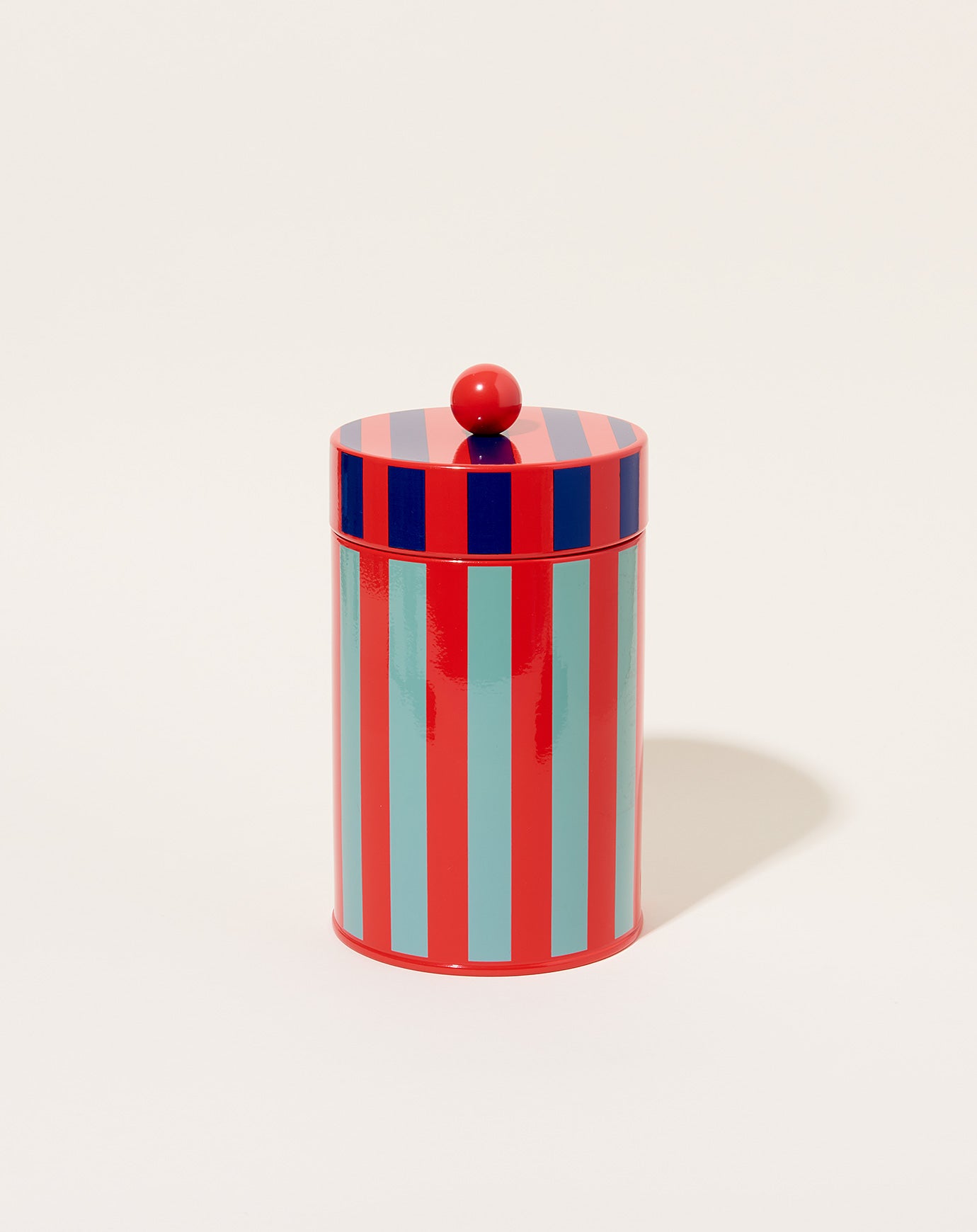 Dusen Dusen Large Stripe Canister in Red and Sage