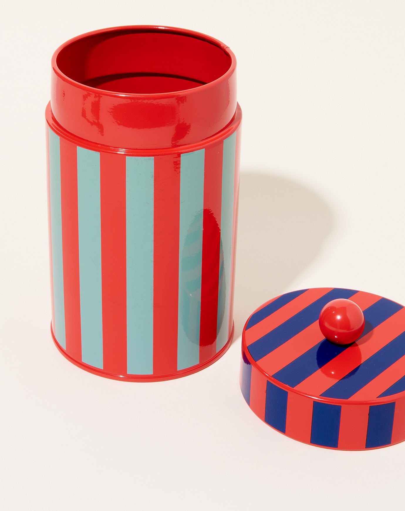 Dusen Dusen Large Stripe Canister in Red and Sage