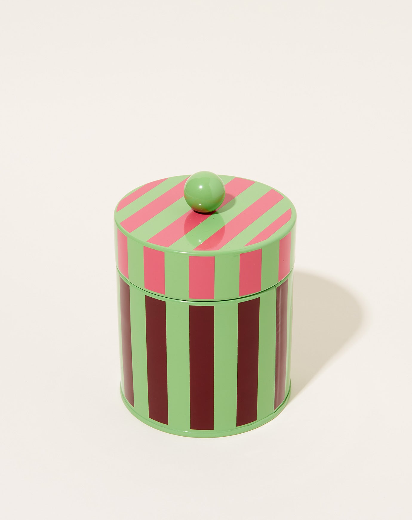 Dusen Dusen Small Stripe Canister in Green and Wine