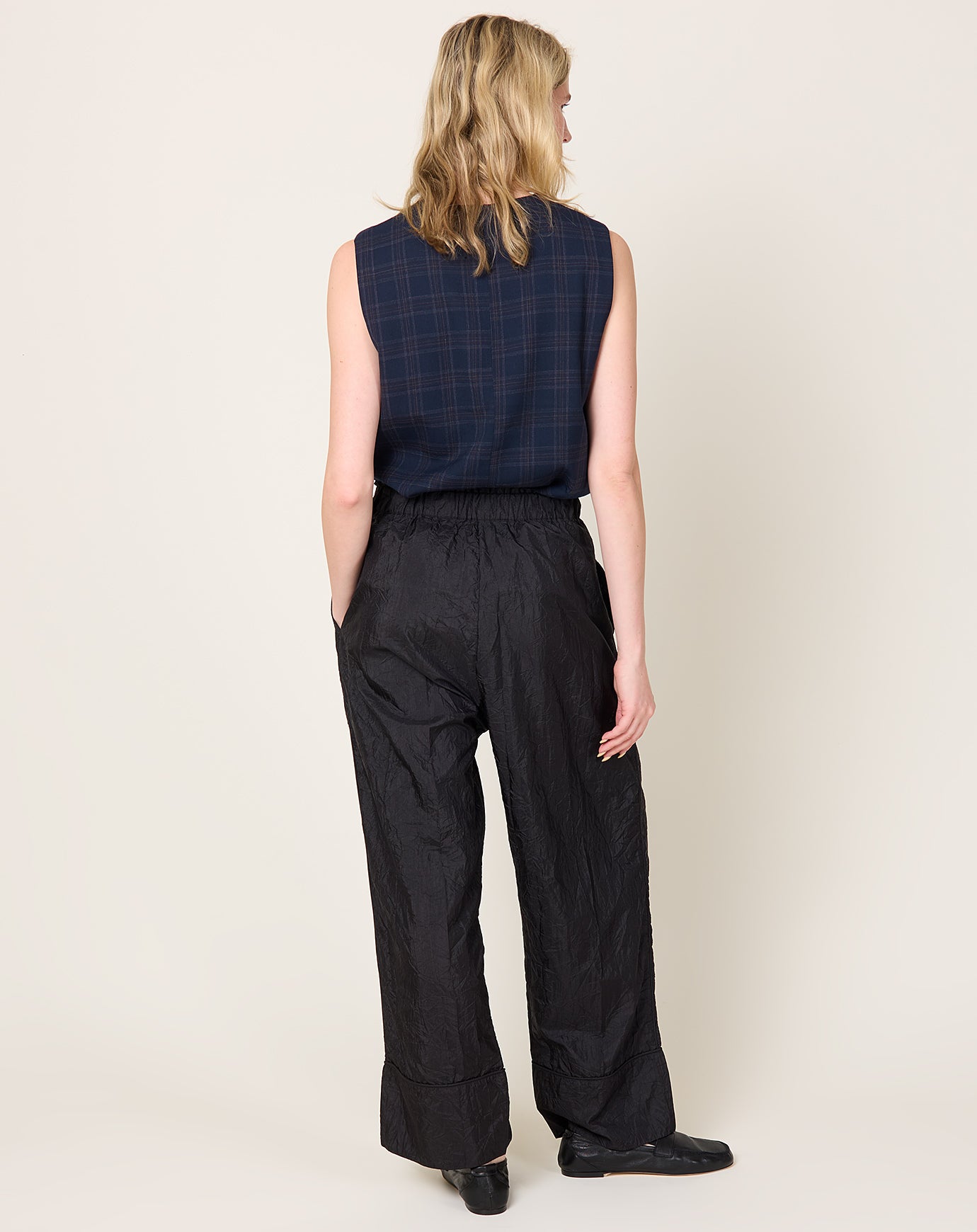 Eleph Luce PJ Trouser in Black Silk Crinkle