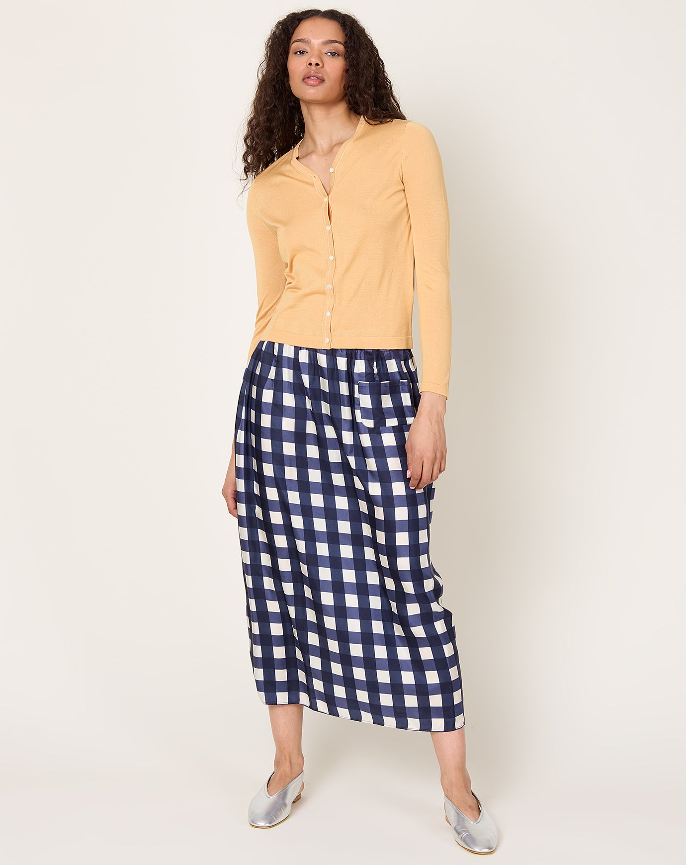 Eleph Simple Skirt in Navy Check