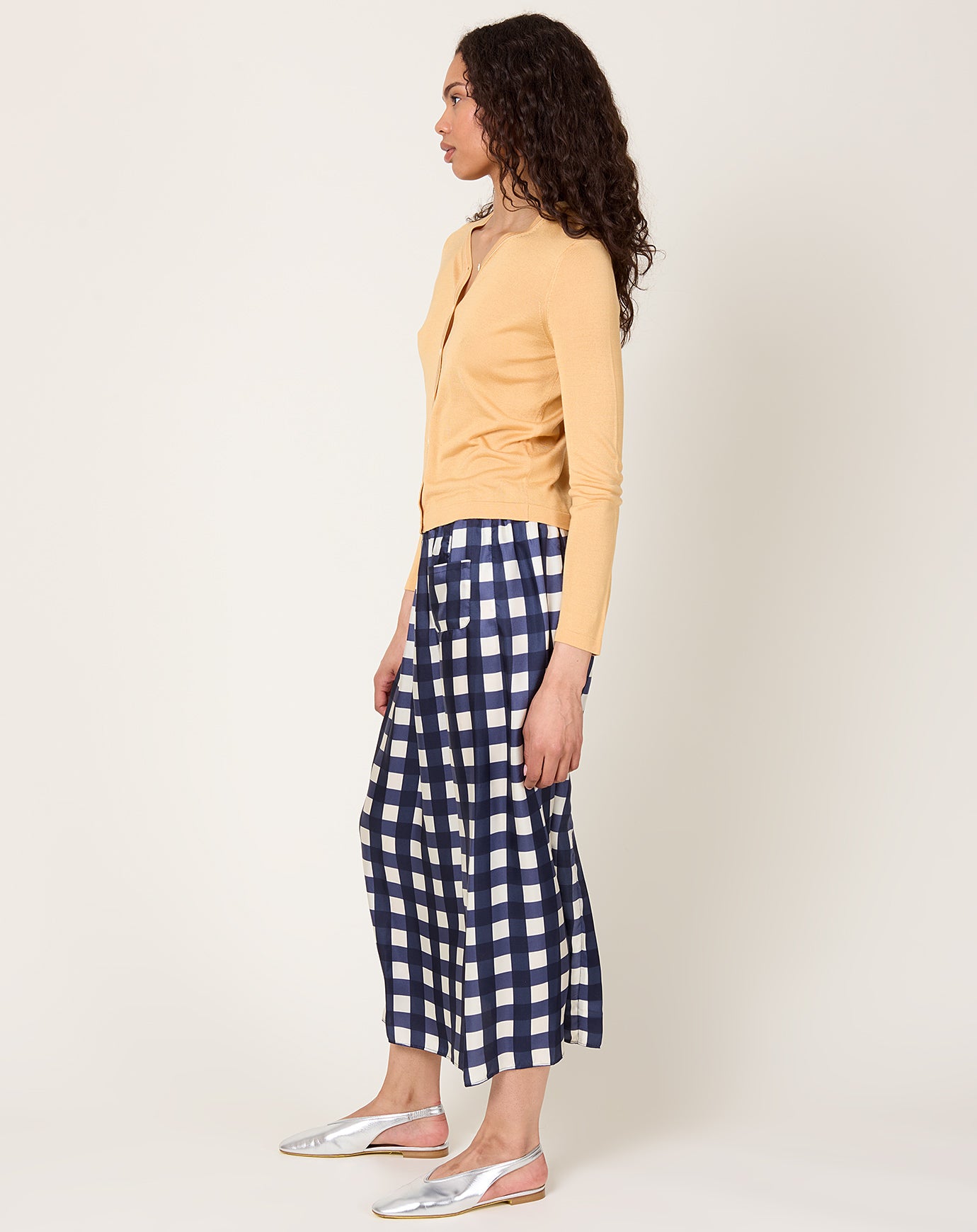 Eleph Simple Skirt in Navy Check