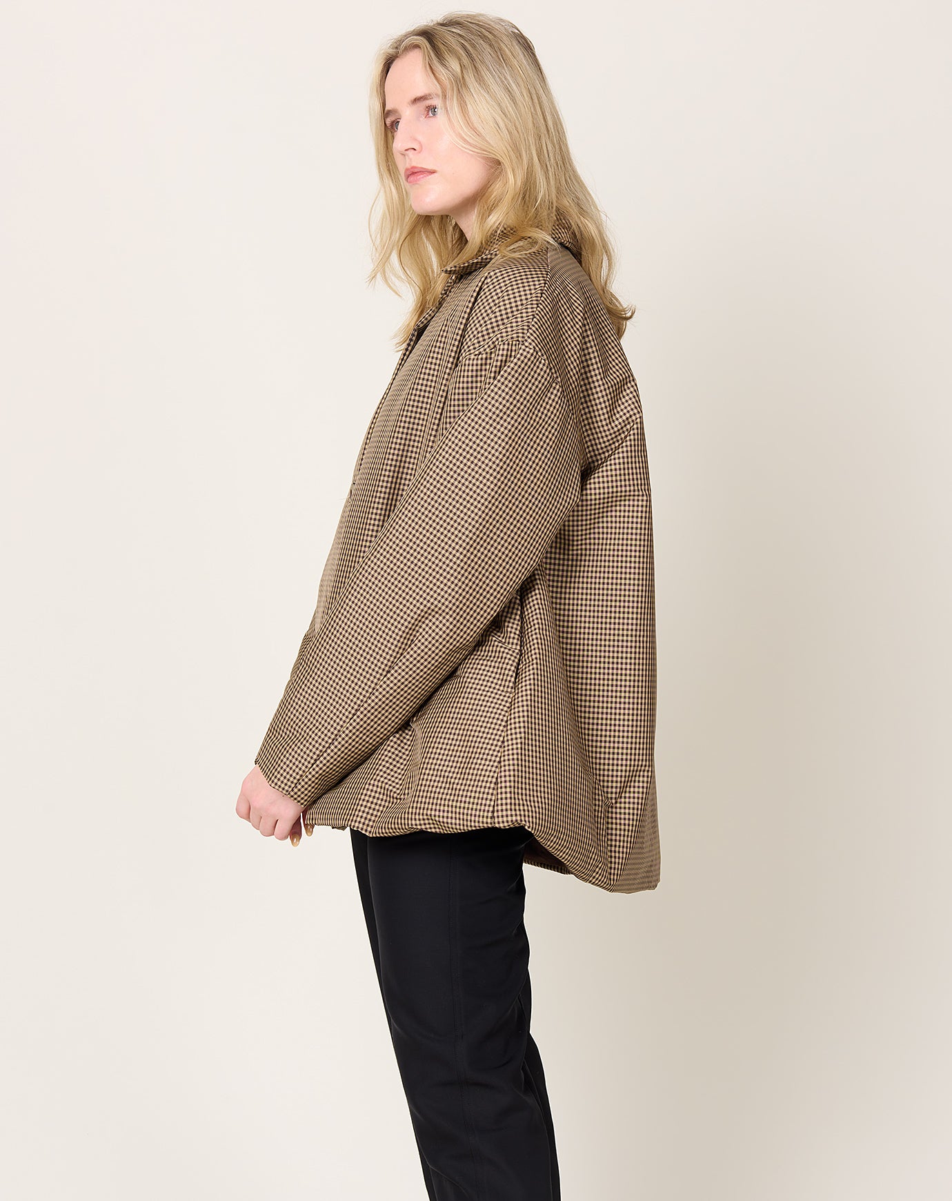 Eleph Small Puff Coat in Brown Check