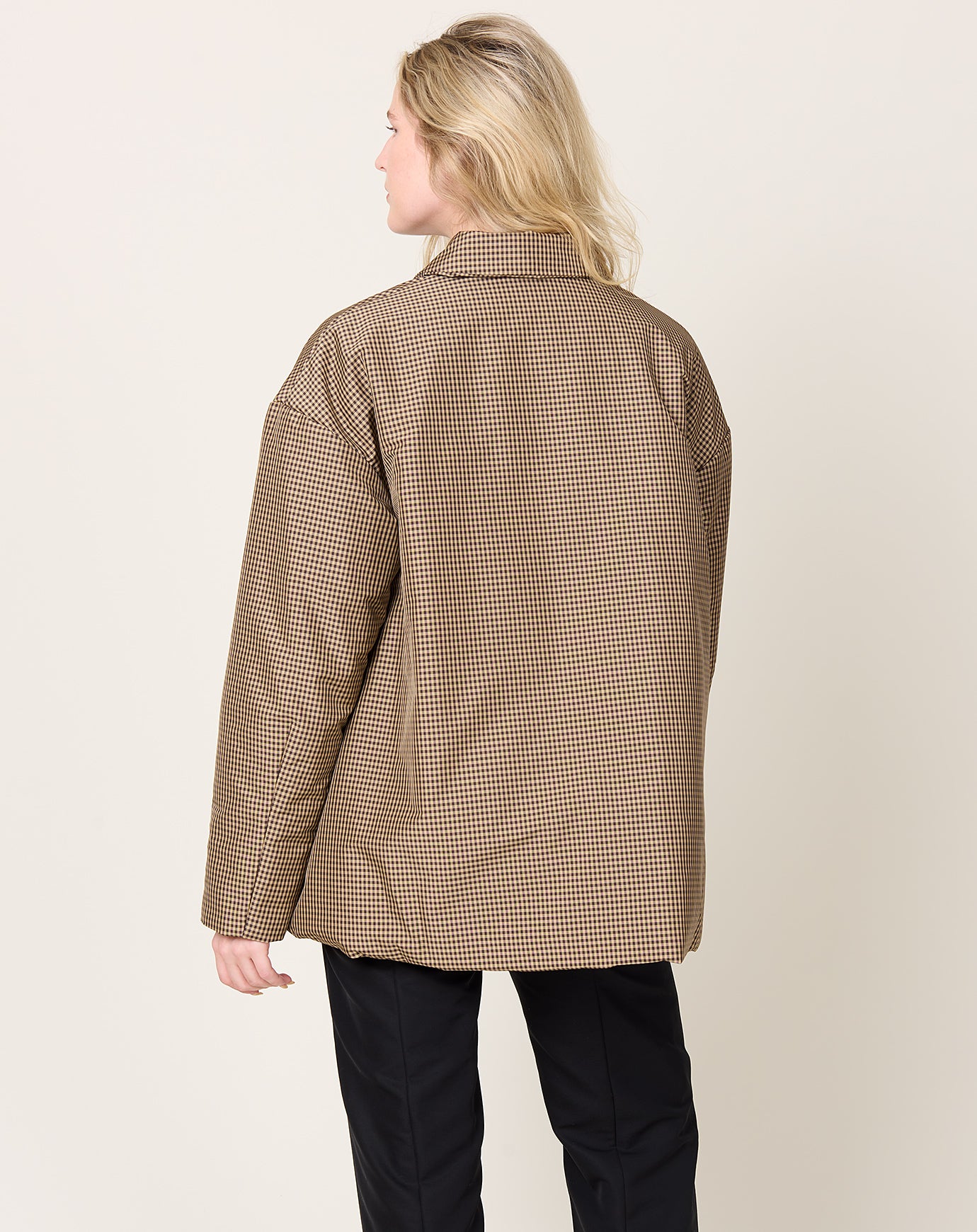 Eleph Small Puff Coat in Brown Check