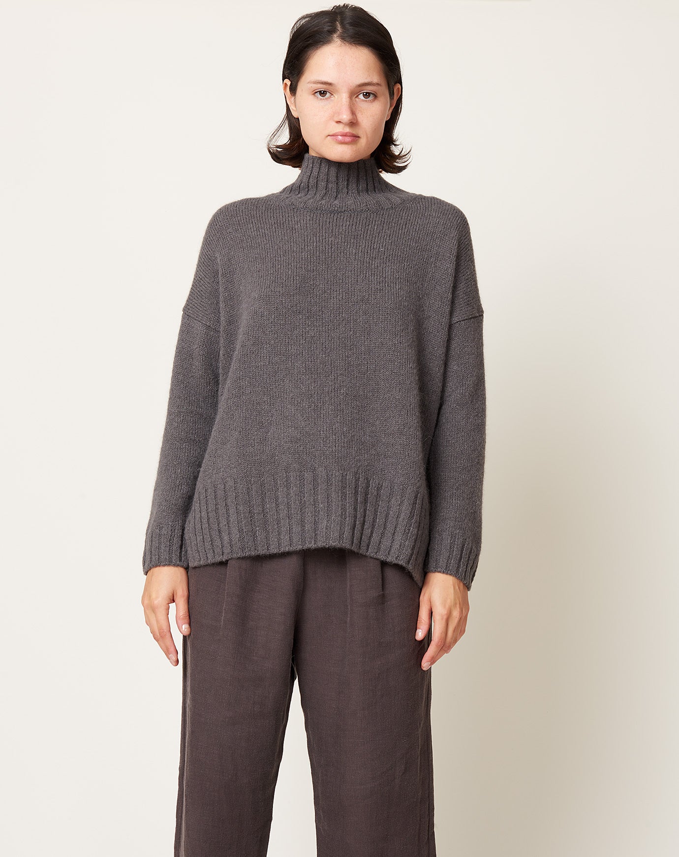 Alpaca Wool Turtleneck in Stone Gray