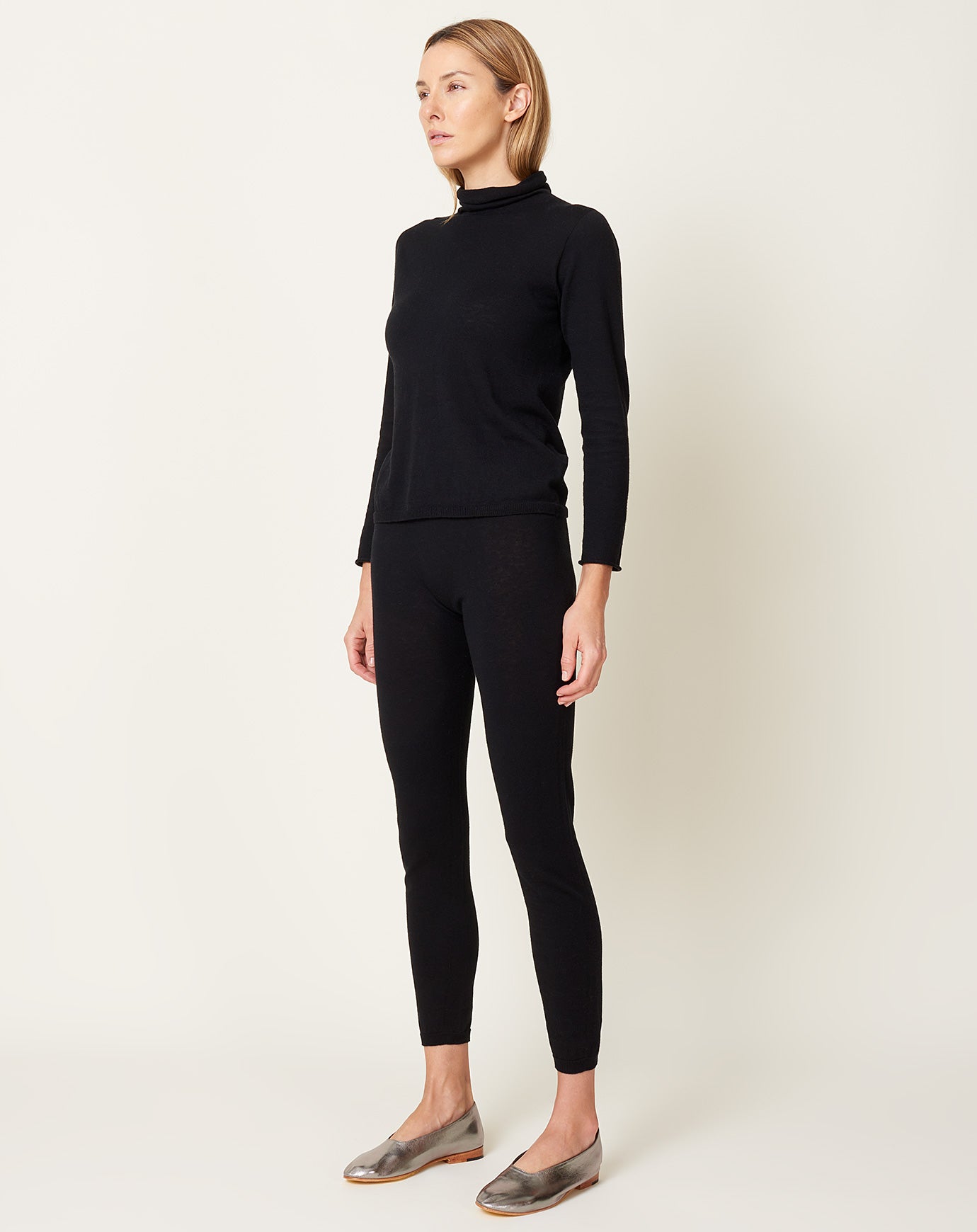 evam eva Cotton Cashmere Leggings in Black