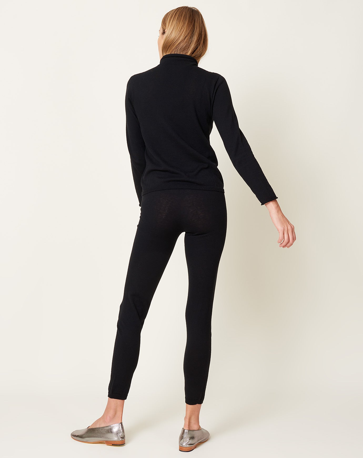 evam eva Cotton Cashmere Leggings in Black