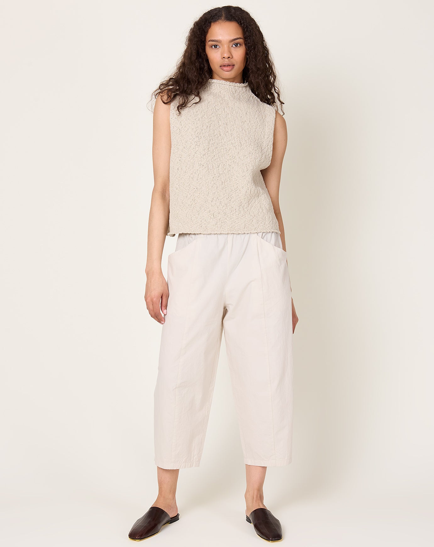 evam eva Cotton Cropped Pants in Ivory
