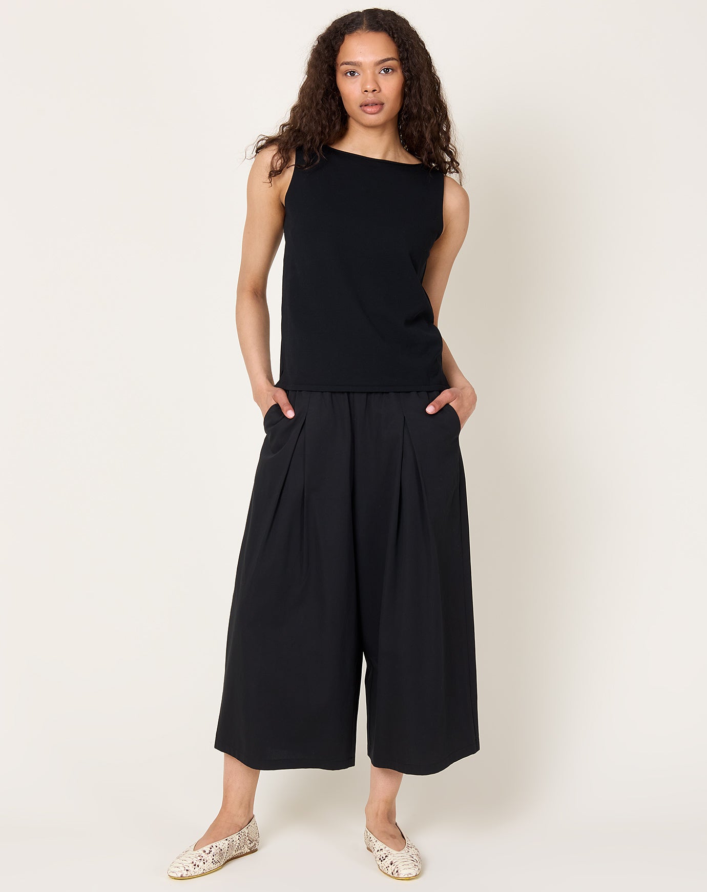 evam eva Cotton Culottes in Black