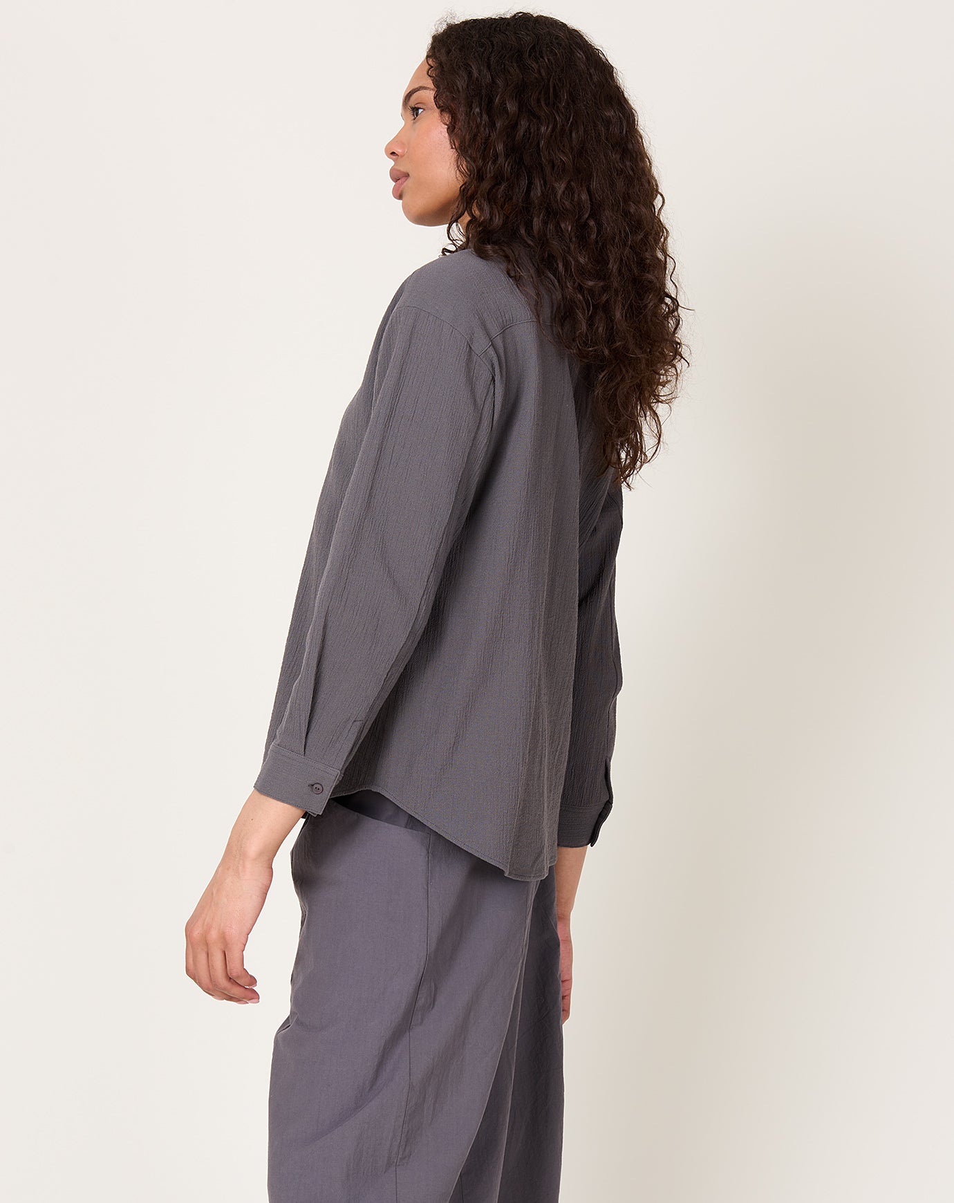 evam eva Cotton Shirt in Blue Grey