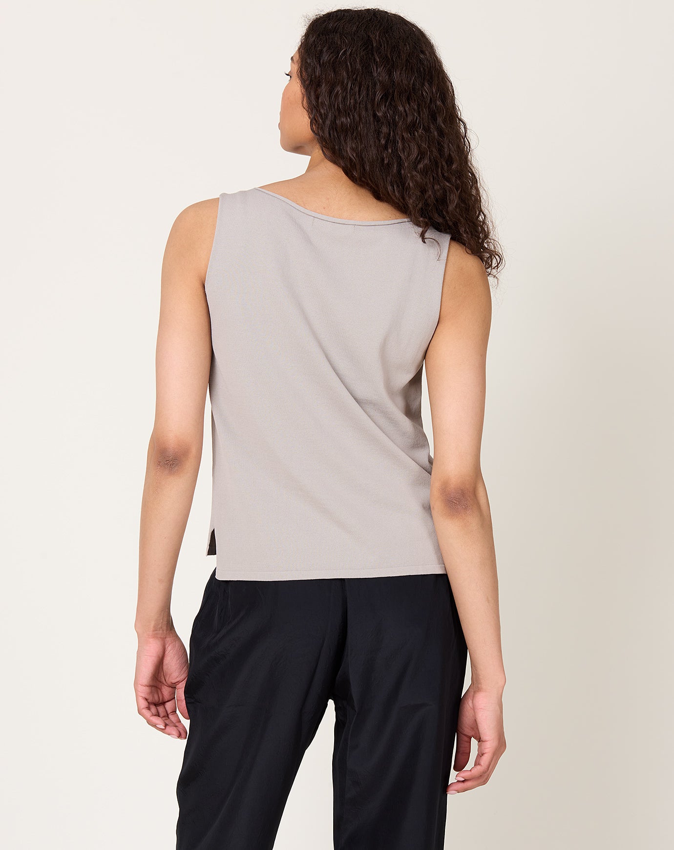evam eva Cotton Sleeveless Knit Shell in Grege