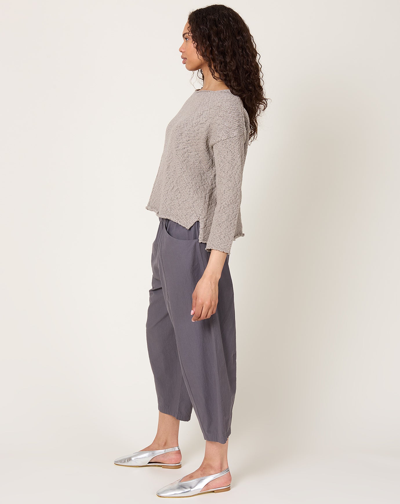evam eva Cotton Slub Pullover in Grege