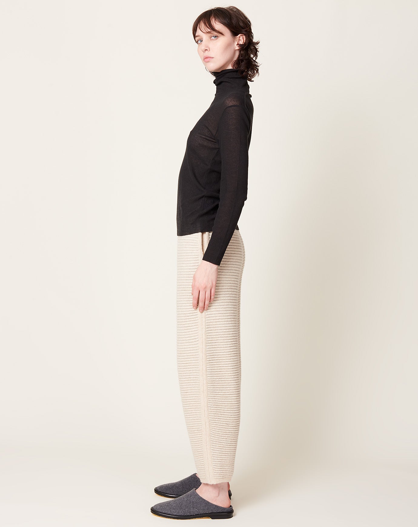 evam eva Cotton Turtleneck in Sumi