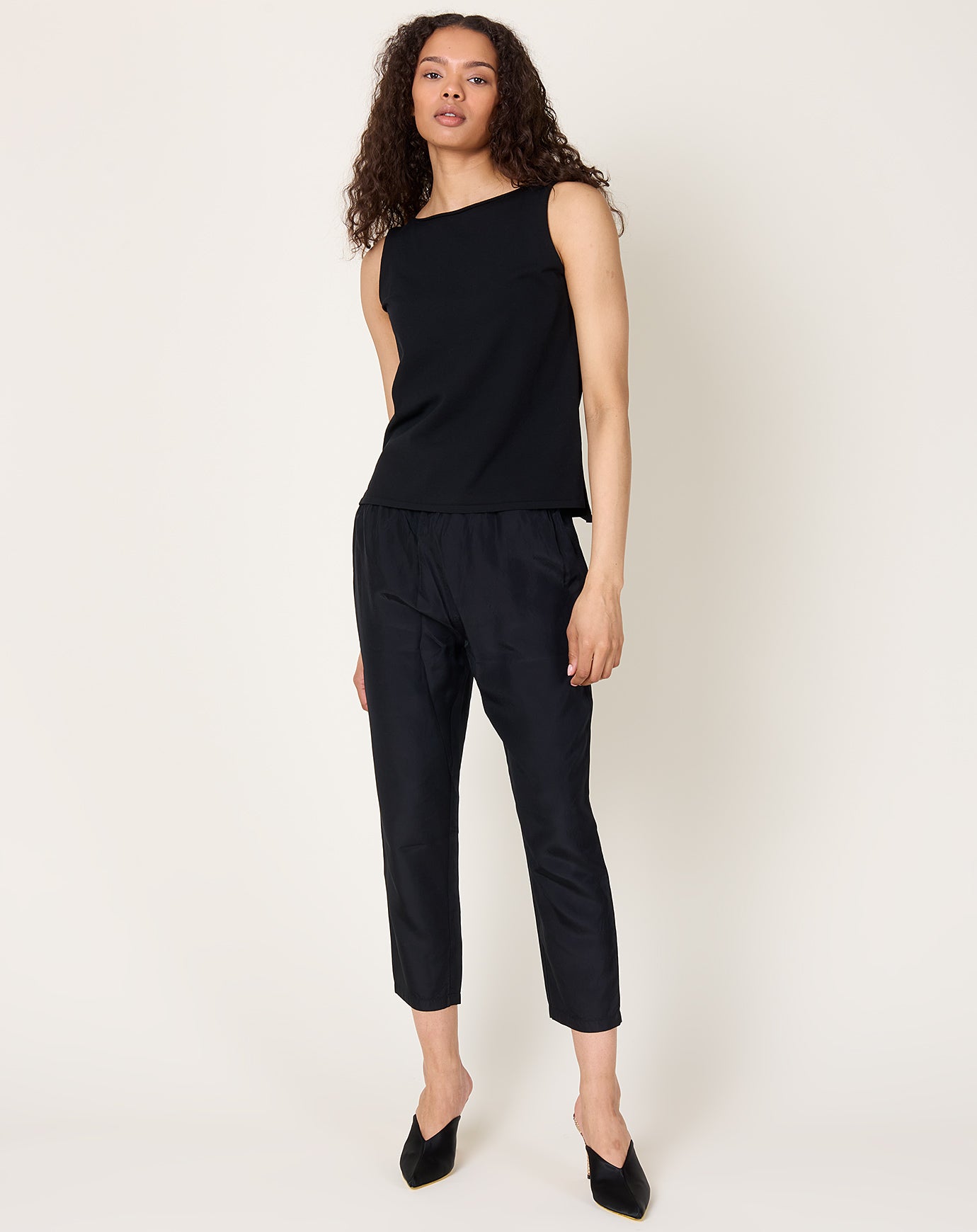 evam eva Cupro Silk Pants in Black