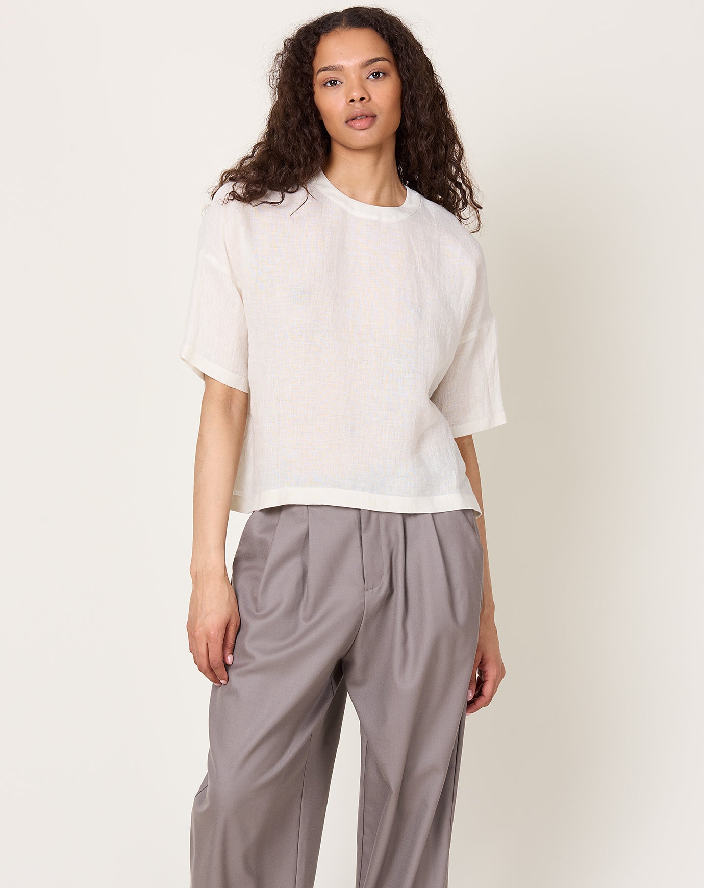 evam eva Linen Pullover in Antique White