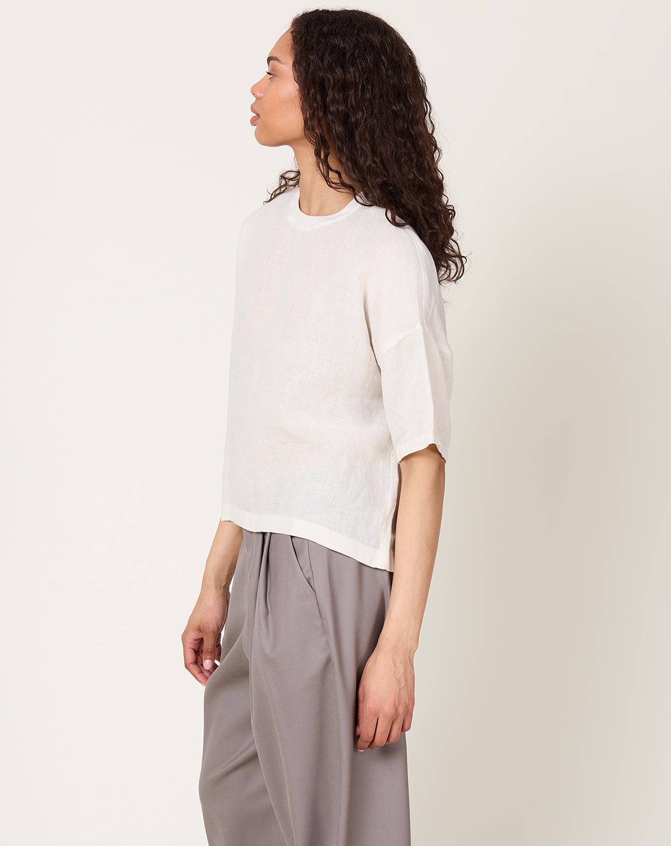 evam eva Linen Pullover in Antique White