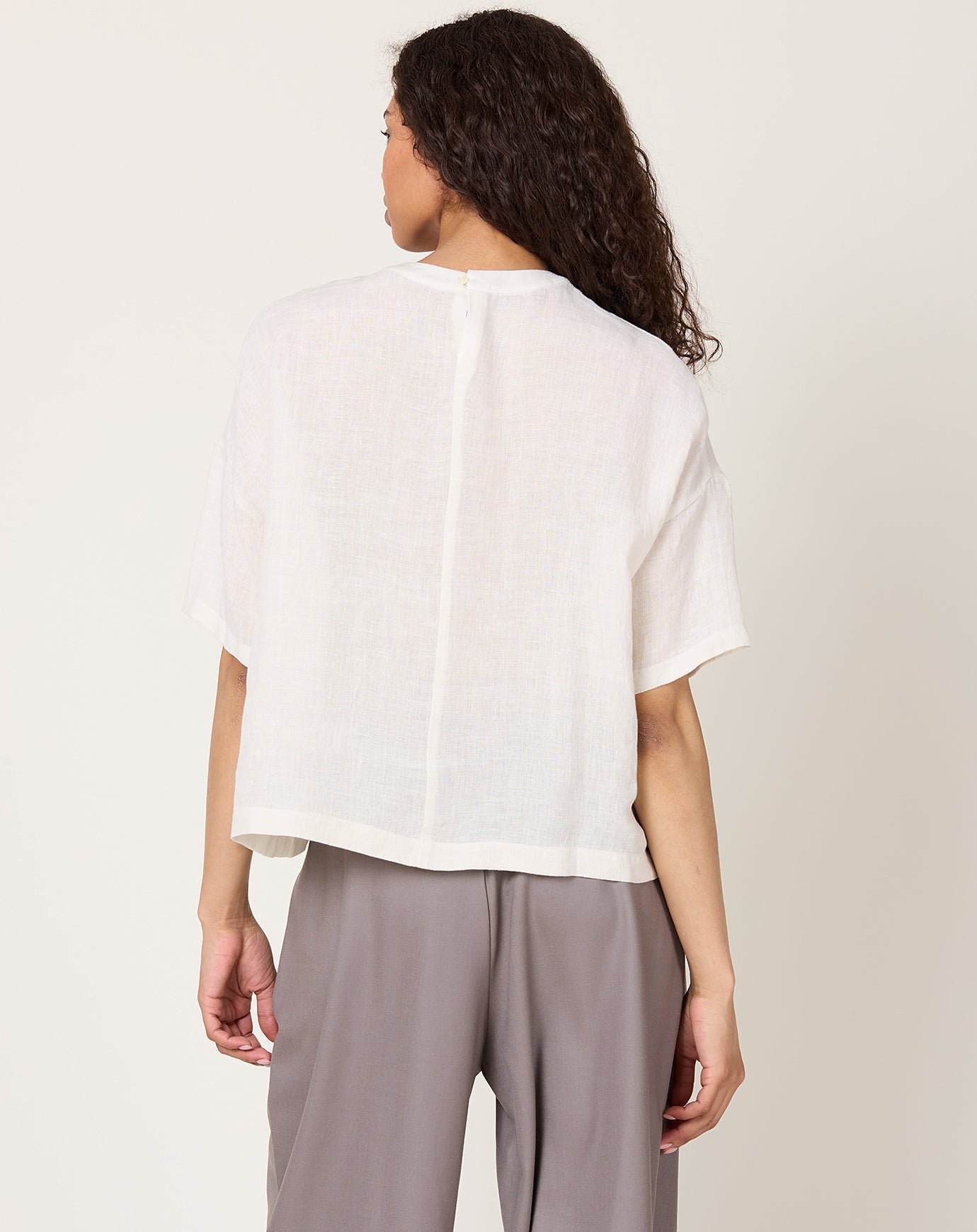 evam eva Linen Pullover in Antique White
