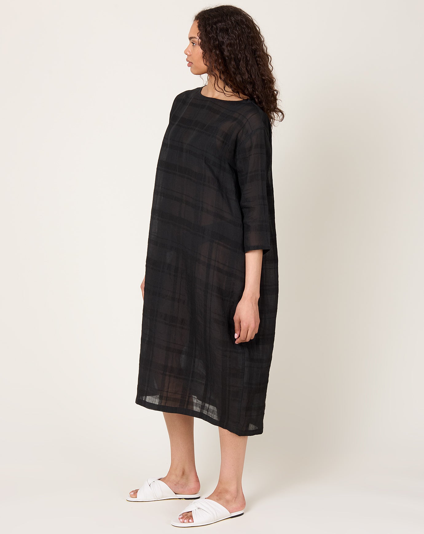 evam eva Linen Ramie Dress in Black