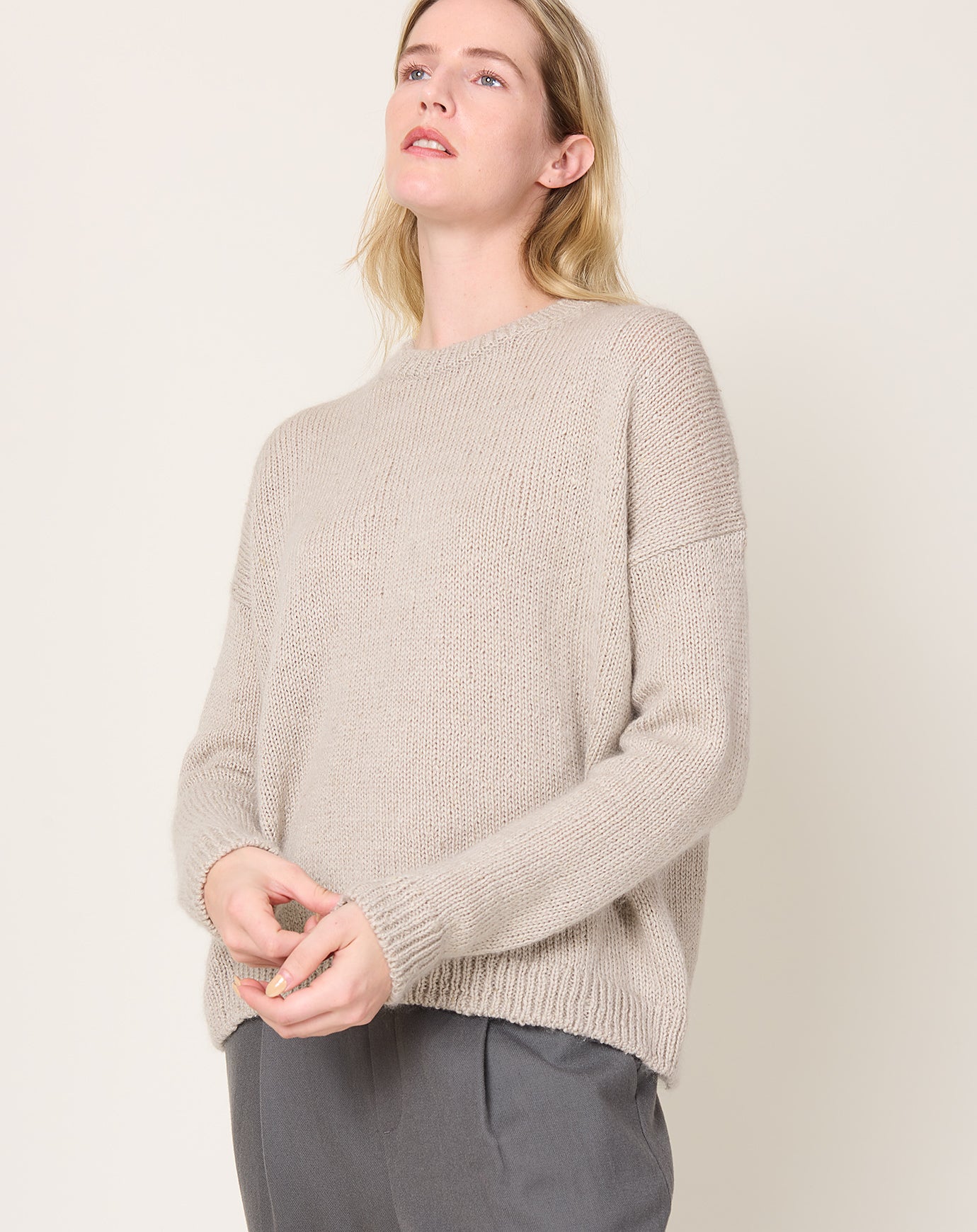 evam eva Low Gauge Pullover in Grege