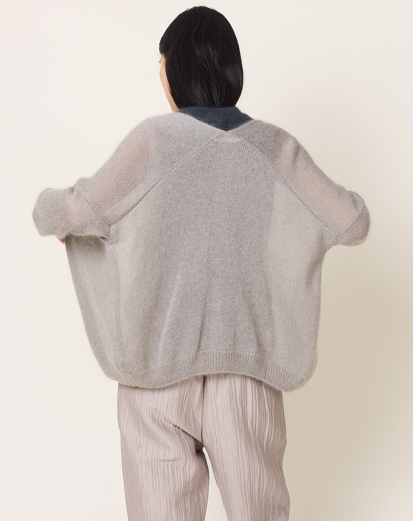 evam eva Mohair Silk Cardigan in Grey