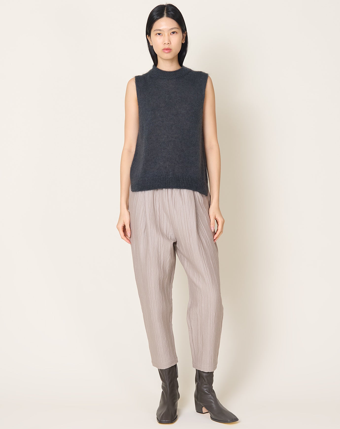 evam eva Mohair Silk Vest in Stone Grey