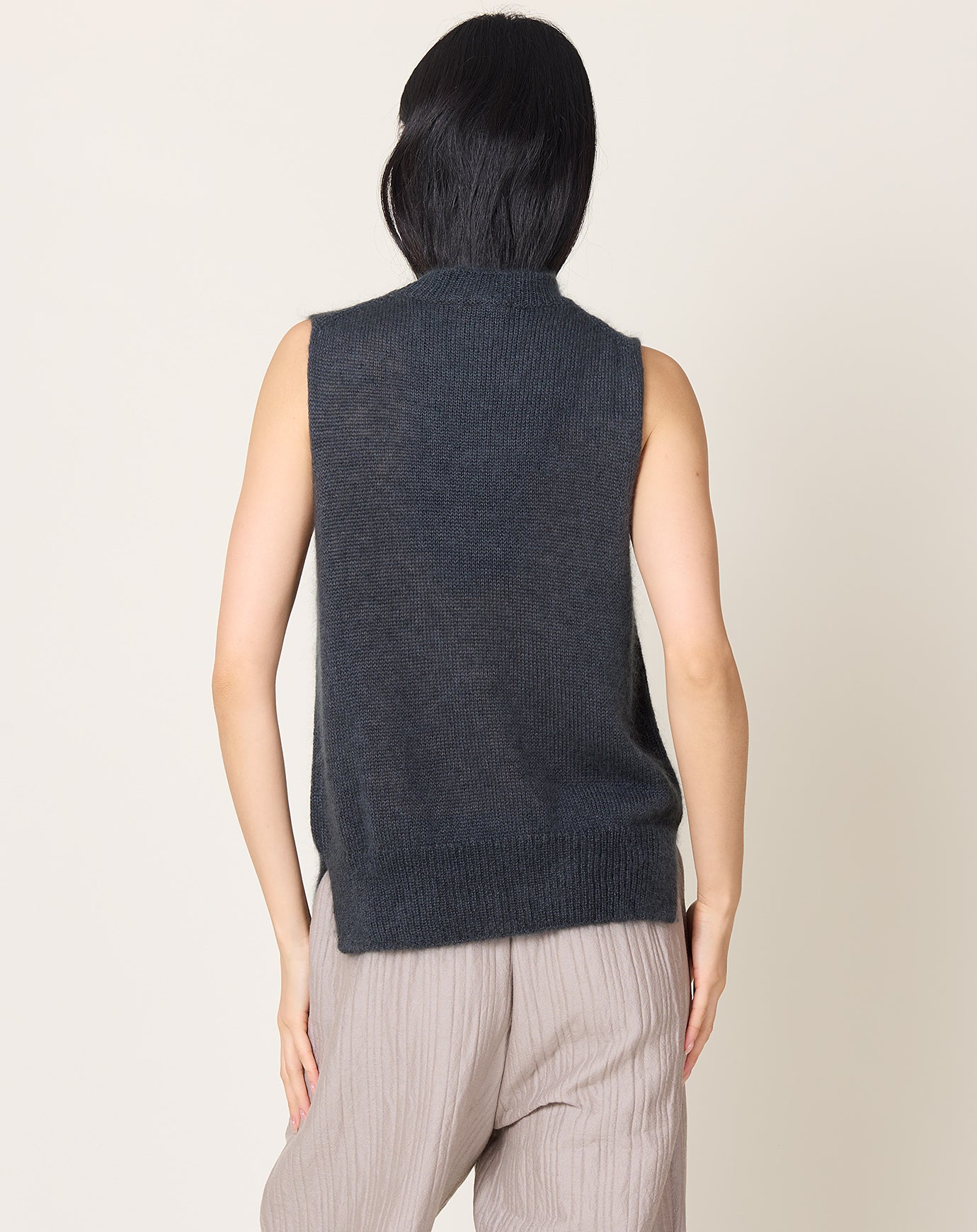 evam eva Mohair Silk Vest in Stone Grey